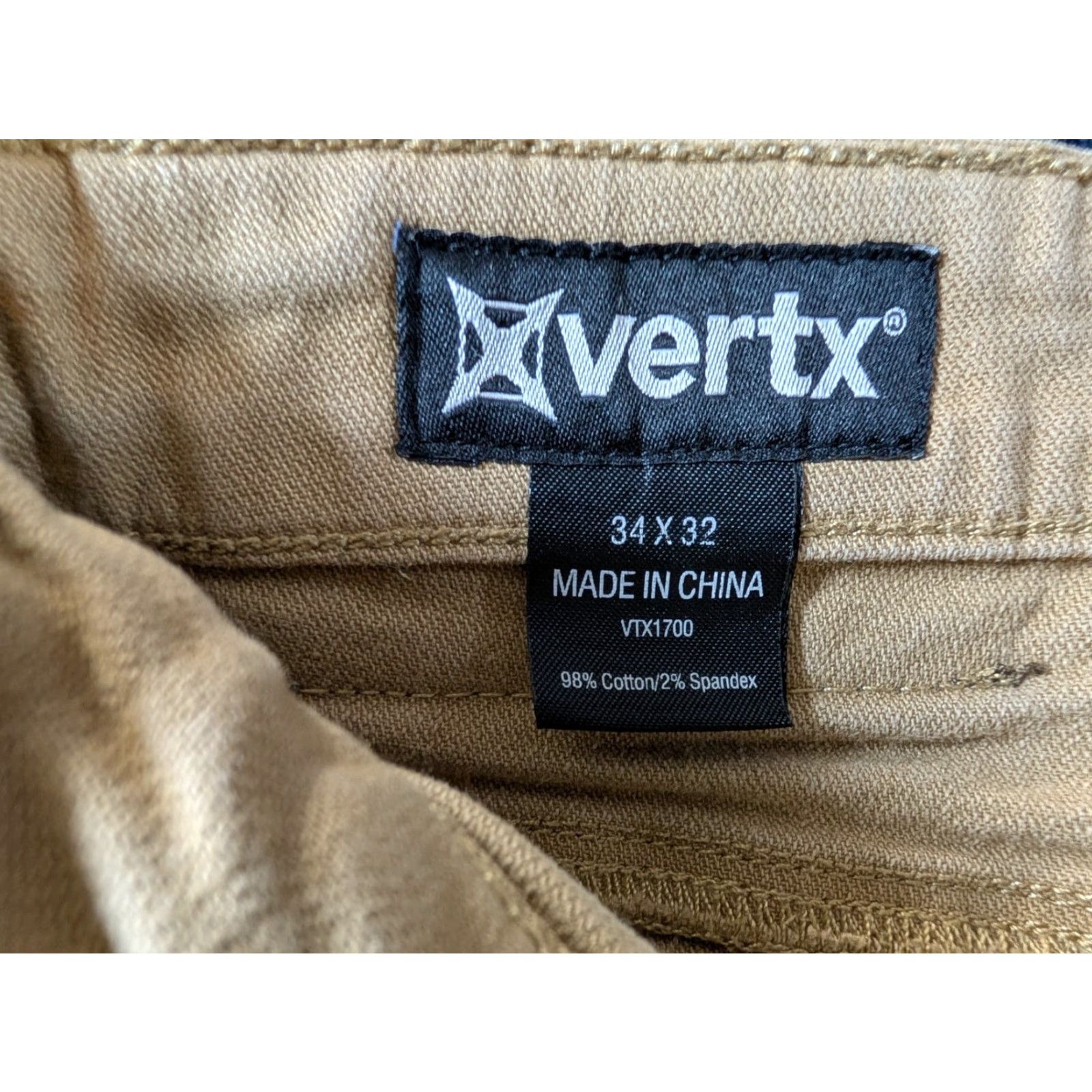 Vintage Vertx Jeans 32x30 Regular Straight Denim Stretch Pockets 5-Pocket Beige Tan Mens VTX1700 Jeans Size US 34 / EU 50 - 5 Thumbnail