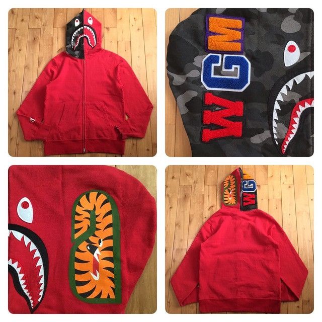 Bape BAPE Shark Full Zip Hoodie Black Camo x Red a bathing ape Size US L / EU 52-54 / 3 - 1 Thumbnail