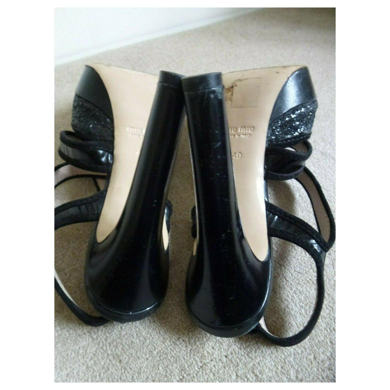 Miu Miu Glitter high heeled platform sandals Size US 9 / IT 39 - 4 Thumbnail