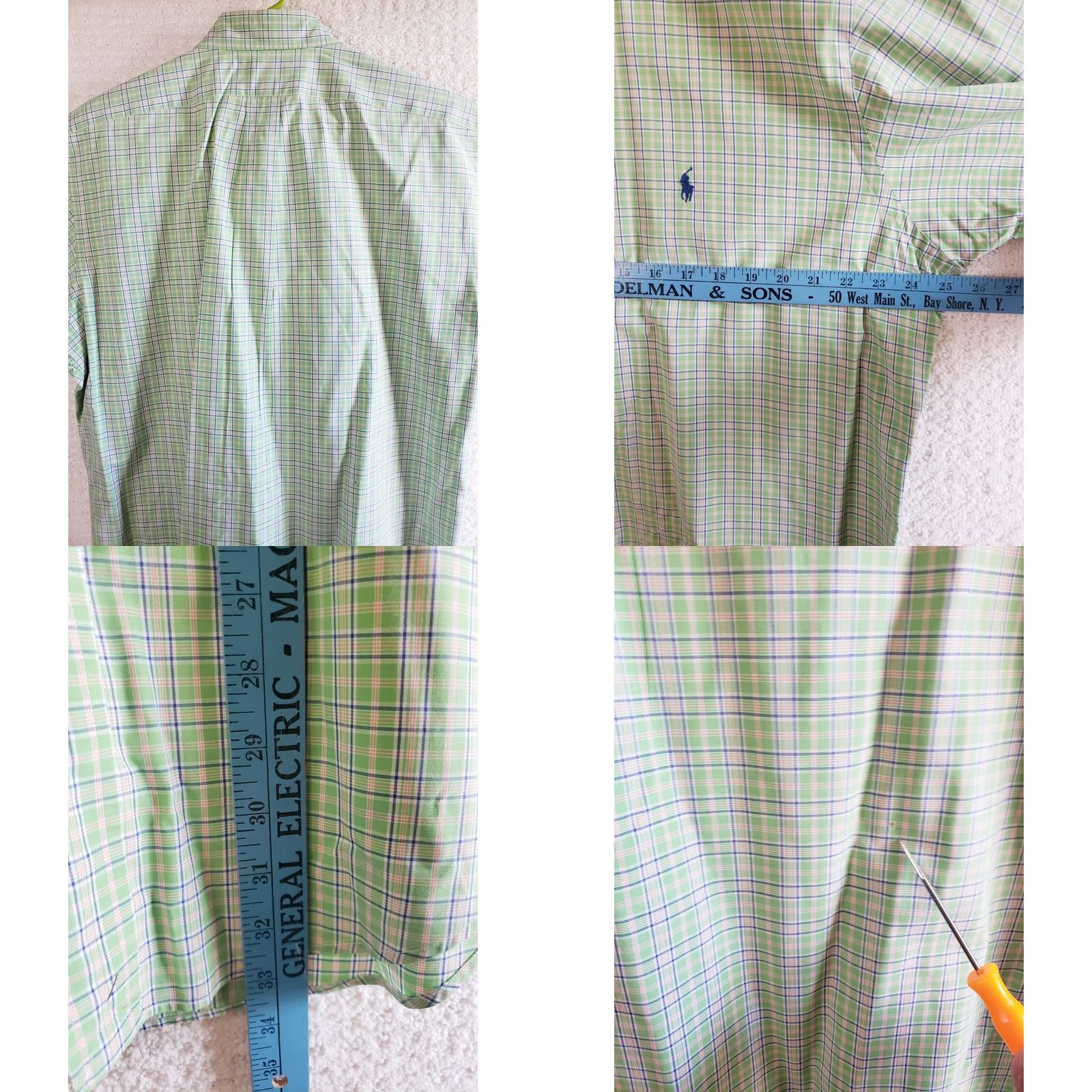Ralph Lauren Ralph Lauren Men's L Custom Fit Green Plaid Short Sleeve Button-Up Cotton Shirt Size US L / EU 52-54 / 3 - 8 Thumbnail