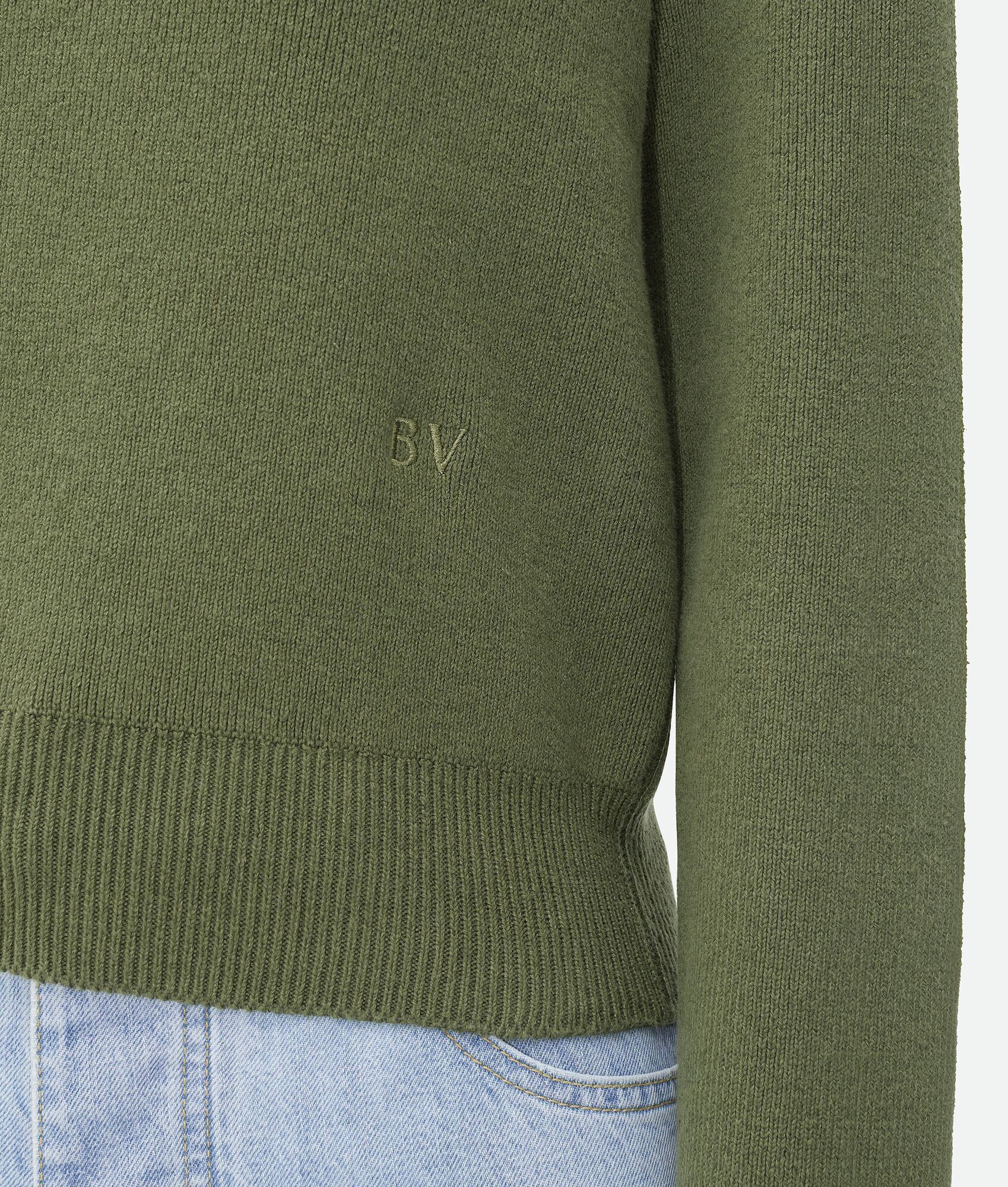 Bottega Veneta o1n1vont0625 Linen "Bv" Embroidery Jumper in Leaf Size S / US 4 / IT 40 - 4 Thumbnail