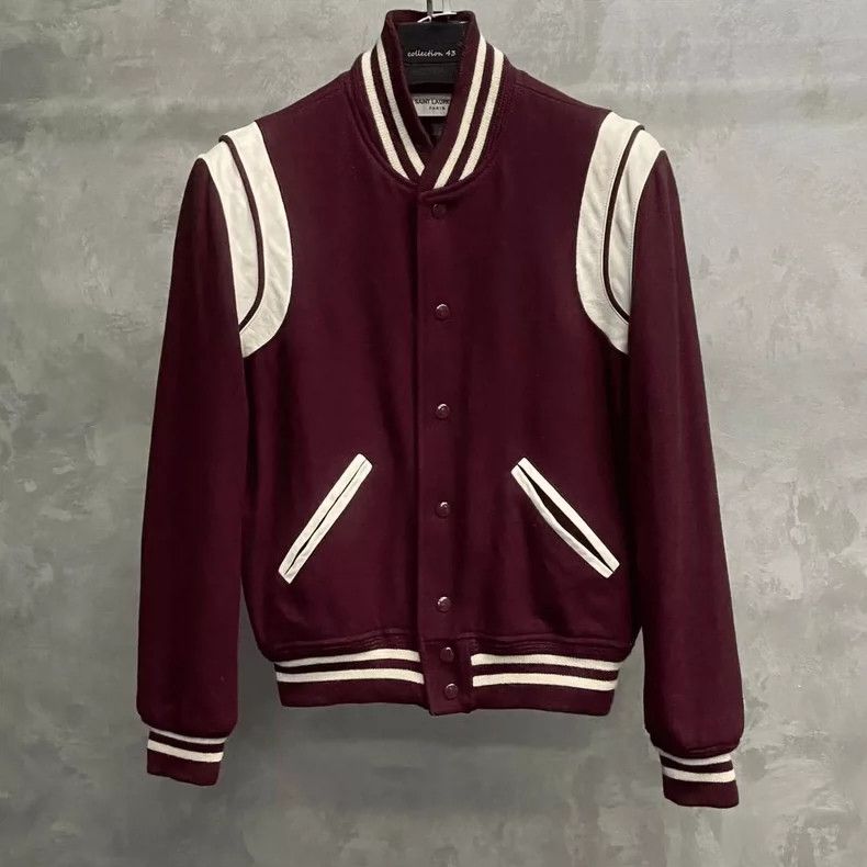 Saint Laurent Paris Saint Laurent Paris Burgundy patchwork leather logo Teddy j Size US S / EU 44-46 / 1 - 1 Thumbnail