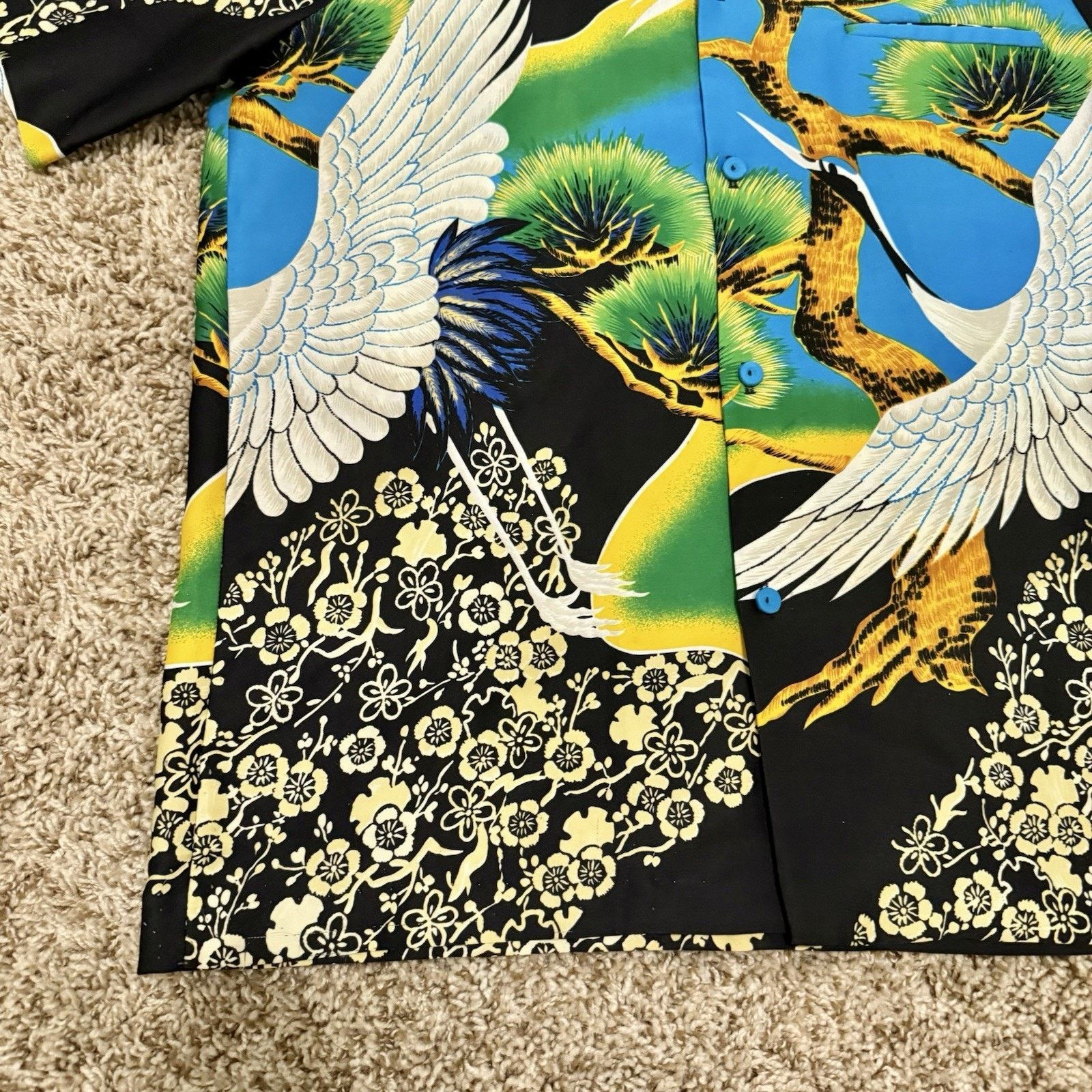 Sears × Vintage Vintage 70’s Hawaiian Japanese Cranes Button Up Camp Shirt Size US L / EU 52-54 / 3 - 5 Thumbnail