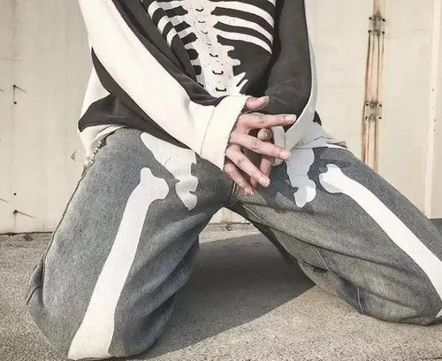 Japanese Brand × Vintage Skeleton denim jeans Size US 32 / EU 48 - 2 Thumbnail