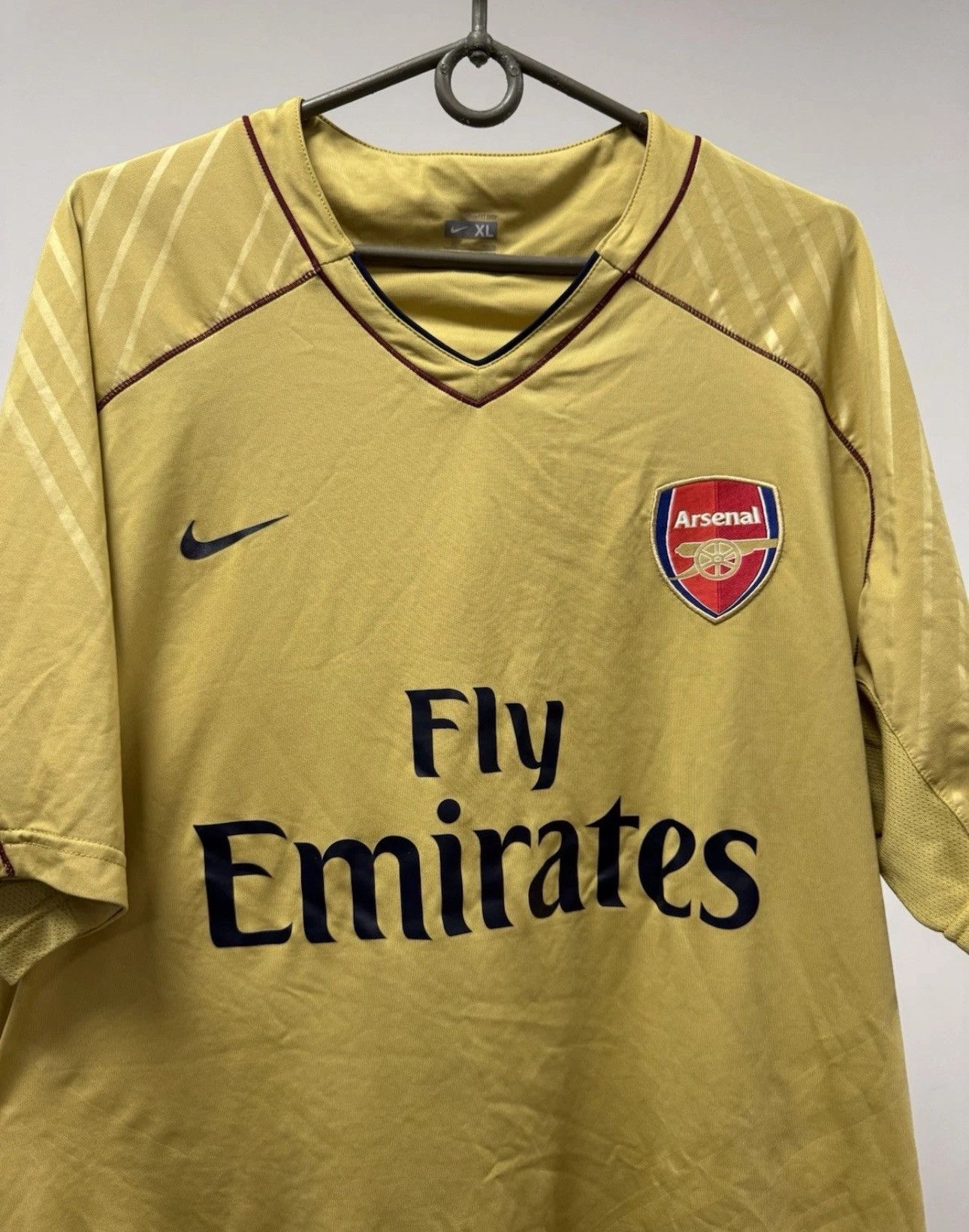 Nike × Vintage Nike Arsenal London Fly Emirates 2007/2008 Gold Jersey Size US XL / EU 56 / 4 - 2 Thumbnail