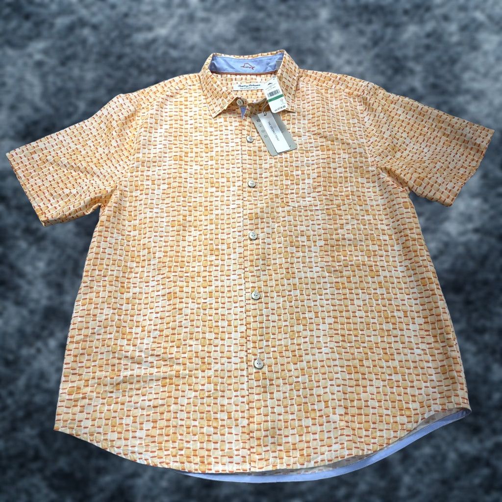Tommy Bahama Tommy Bahama Shirt Mens L Orange Coconut Point Fade Away Geo IslandZone NWT Size US L / EU 52-54 / 3 - 1 Thumbnail