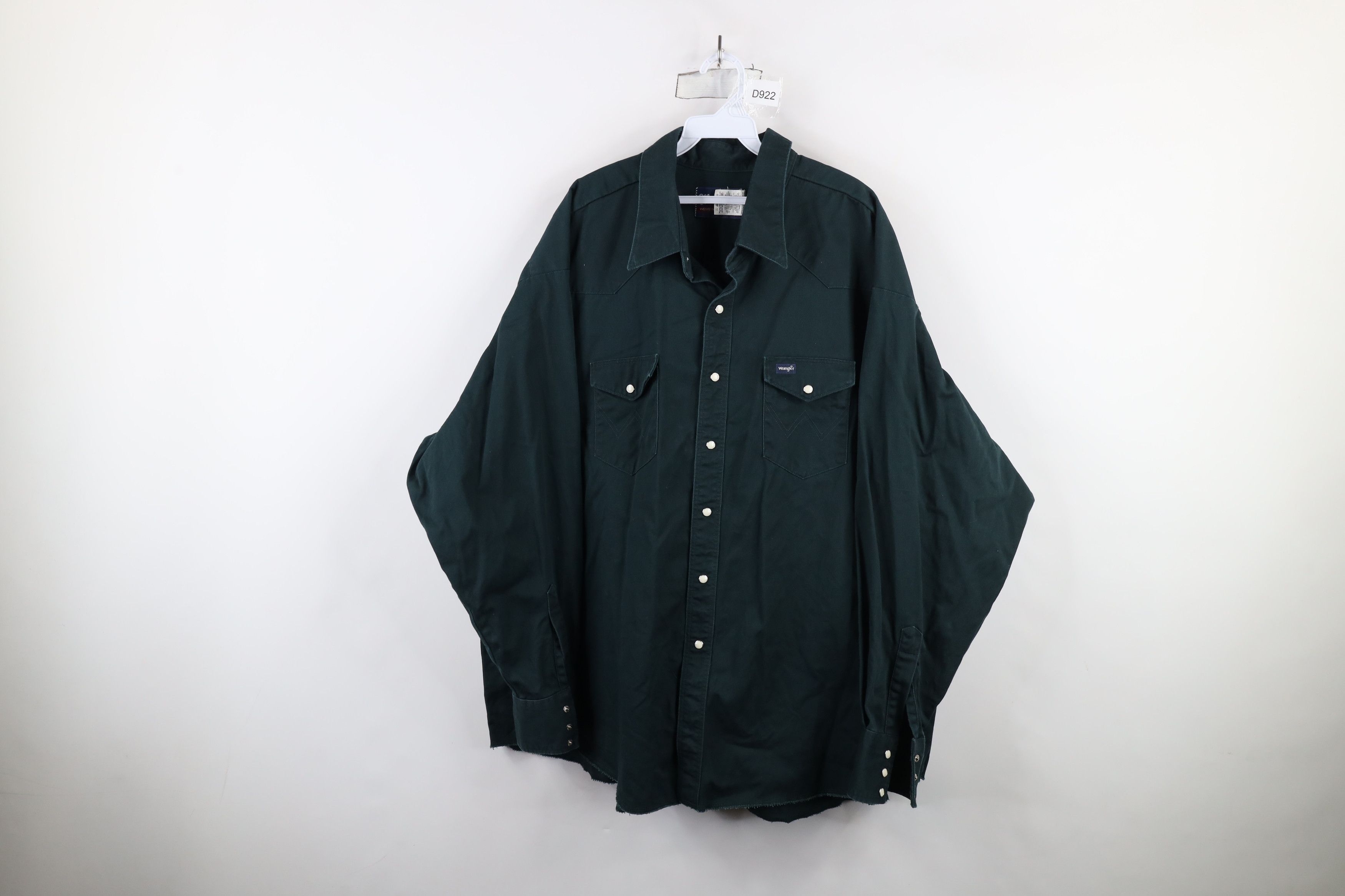 Vintage × Wrangler Vintage 90s Wrangler Cowboy Snap Button Shirt Dark Green Size US XXL / EU 58 / 5 - 1 Thumbnail