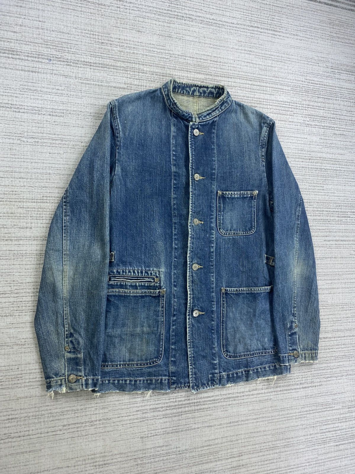 Tete Homme 🔥Vintage Tete Homme By Issey Miyake Chore Denim Jacket Size US M / EU 48-50 / 2 - 3 Thumbnail