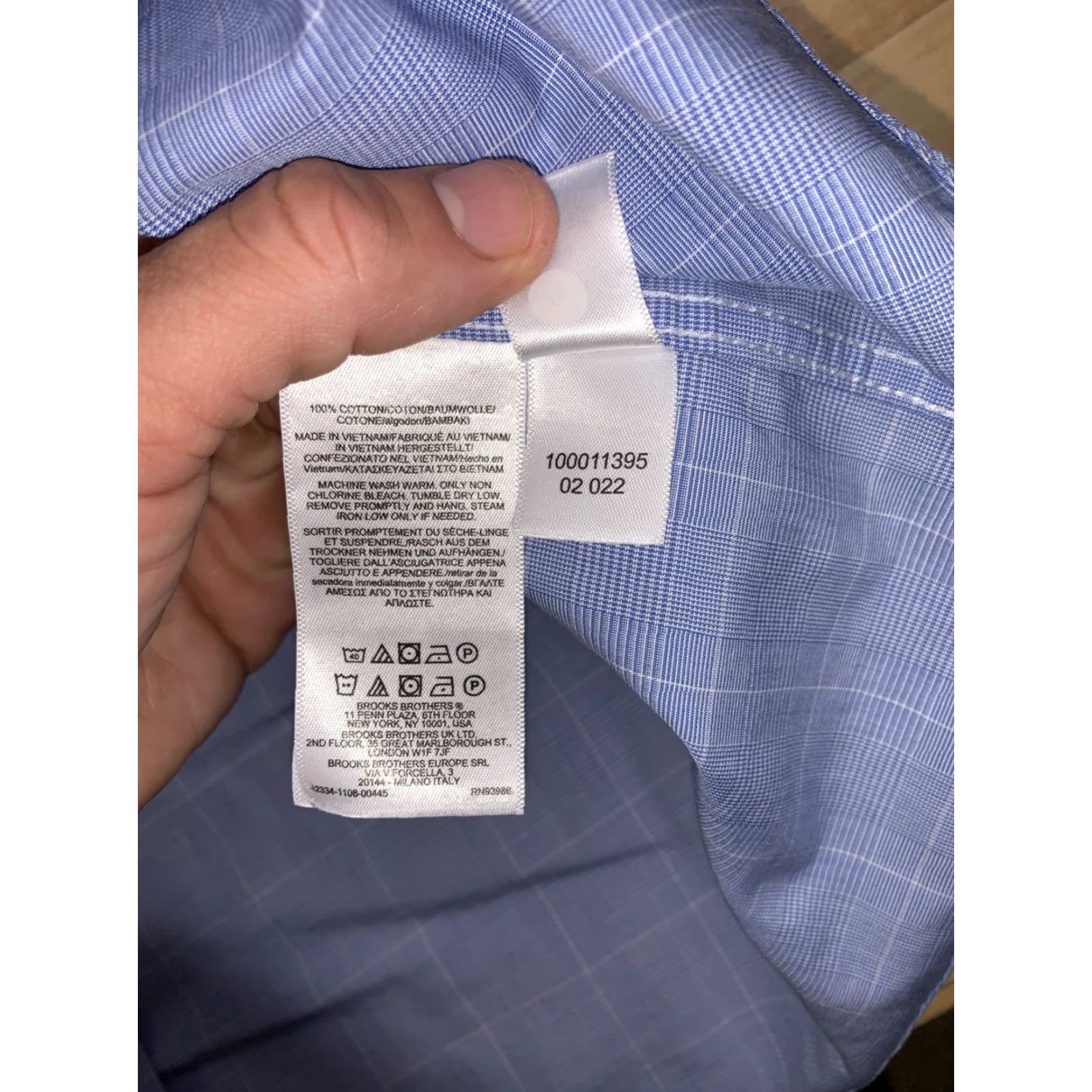 Brooks Brothers Brooks Brothers Dress Shirt Regent Fit Men 18 Blue Check Long Sleeve Button Collared 18 Reg Cotton Woven Non-Iron Size 48R - 4 Thumbnail