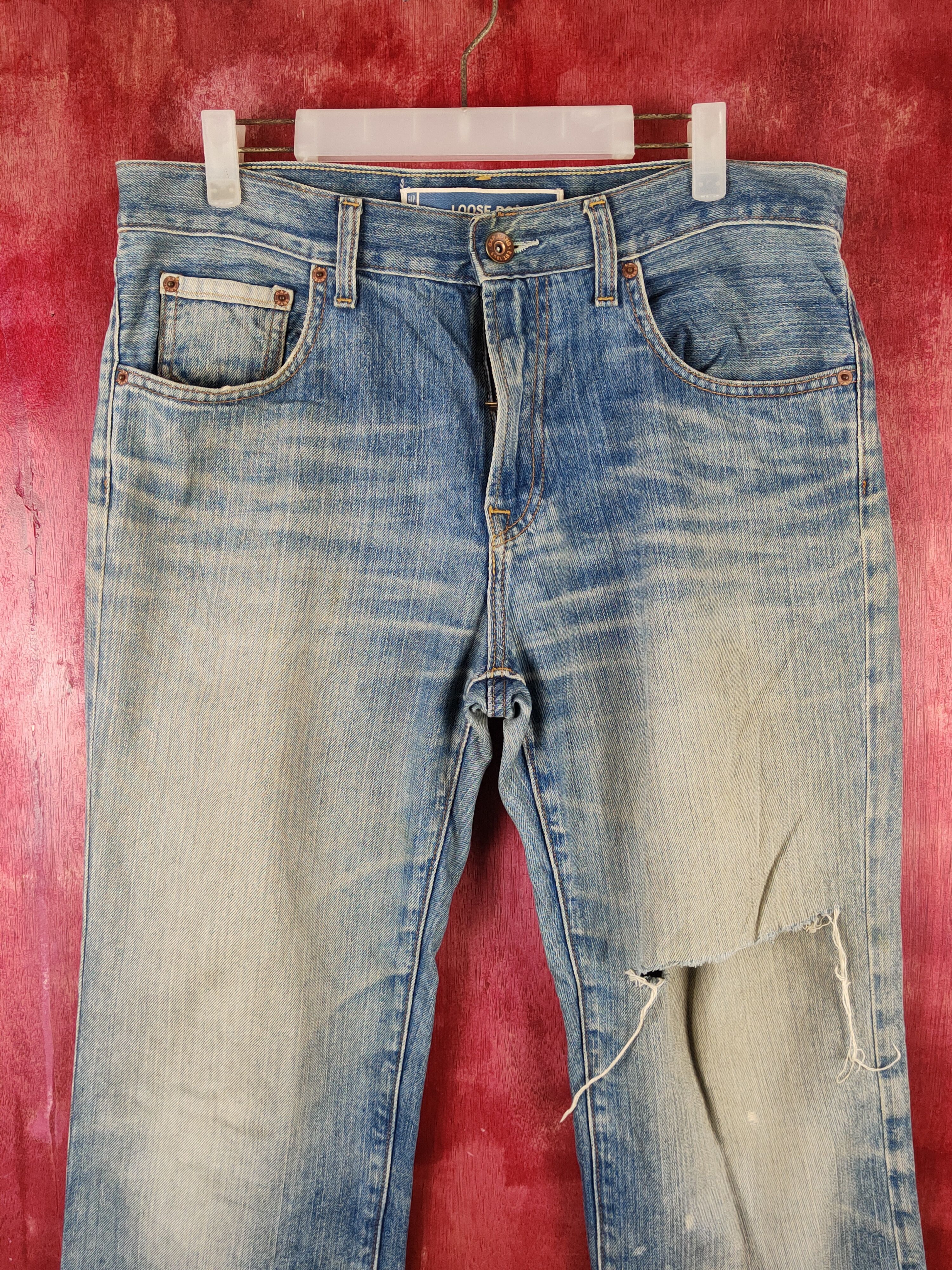 Gap Gap Dark Blue Faded Distressed Ripped Jeans #S2244 Size US 33 - 2 Thumbnail
