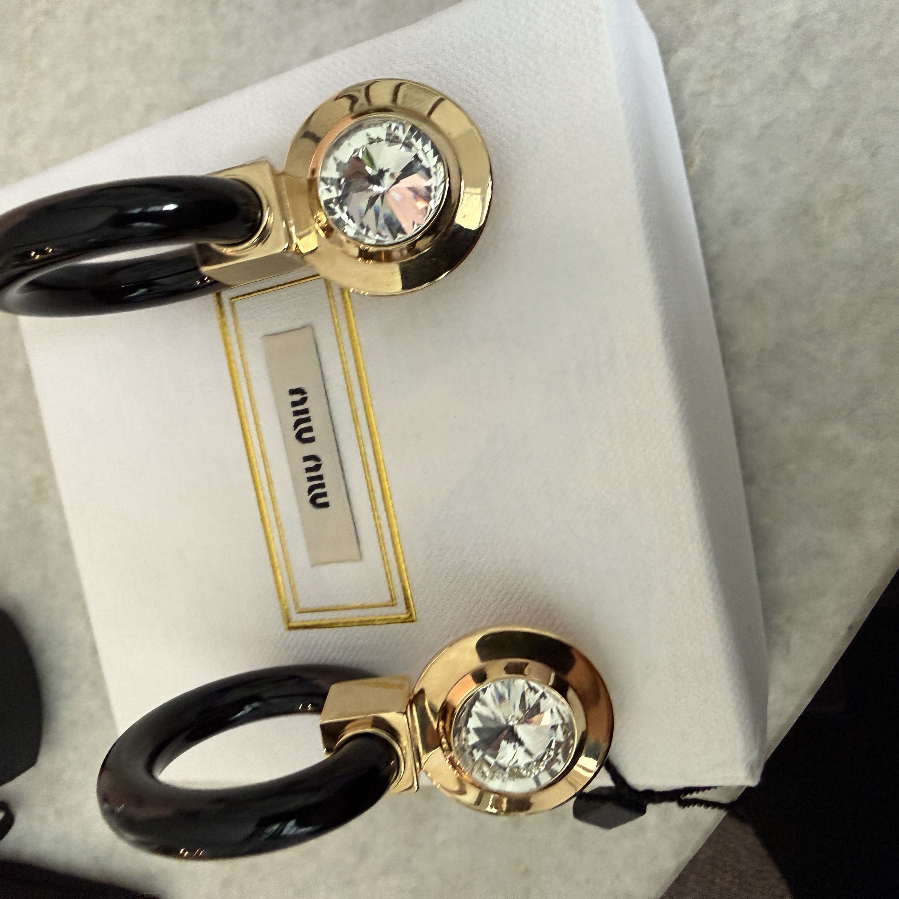 Miu Miu Miu Miu SIO079 Plex Gold & Black Crystal drop Earrings Size ONE SIZE - 9 Thumbnail