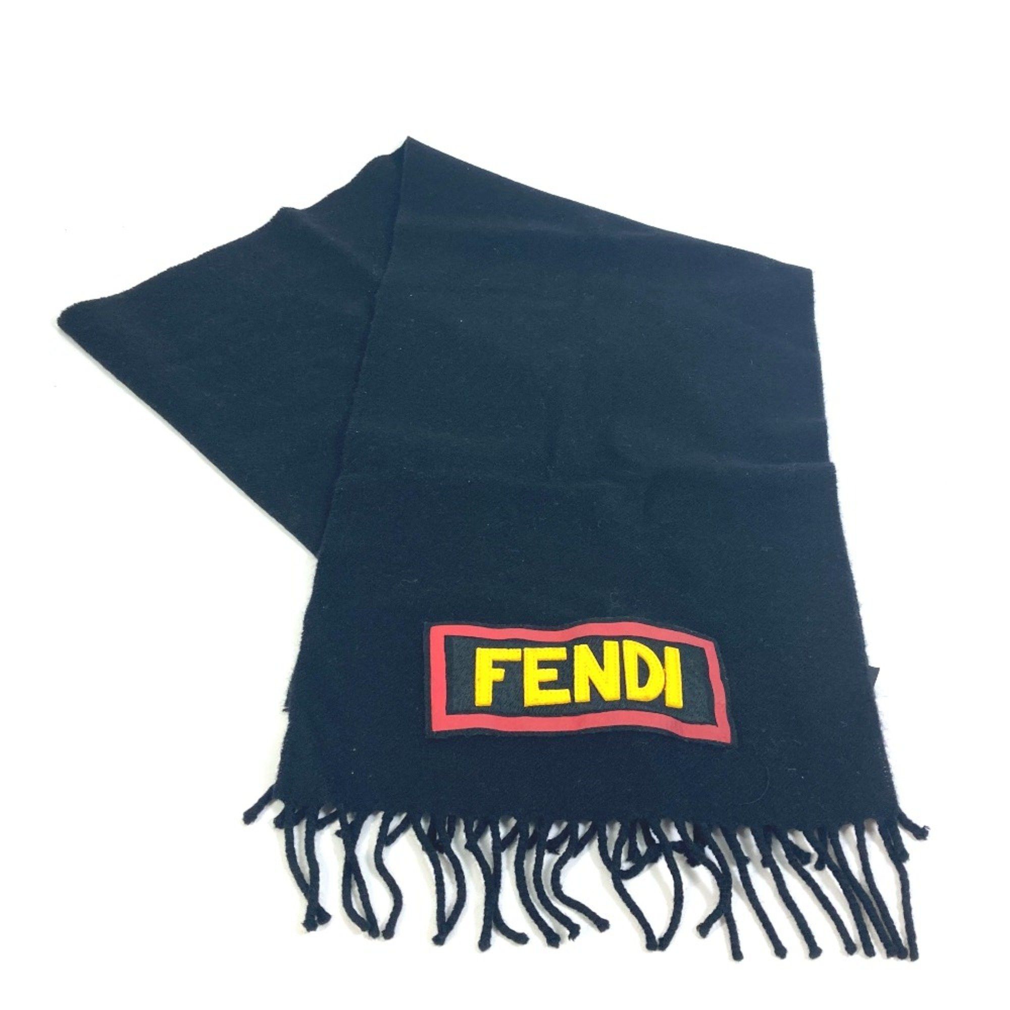 Fendi Fendi FXS124 apparel Logo patch Scarf Black Size ONE SIZE - 1 Thumbnail