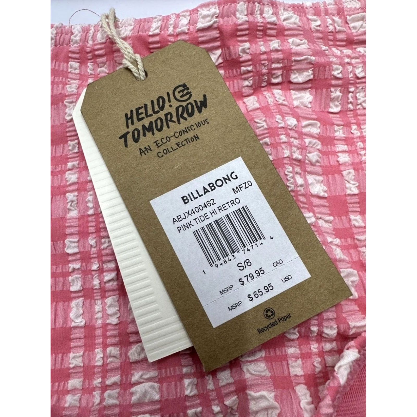 Billabong Billabong Bikini Swim Bottom High-Waisted Pink Retro NWT S Women Small Size 28" / US 6 / IT 42 - 4 Thumbnail