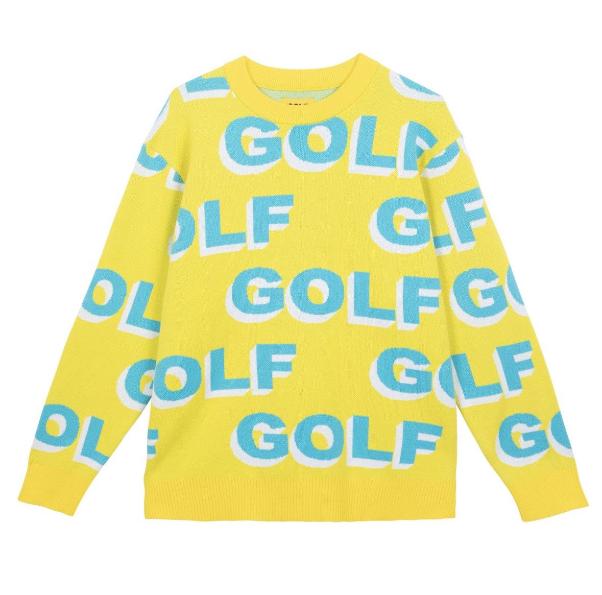 image of Golf Wang 3D Logo Sweater Yellow in Blue/Yellow, Men's (Size 2XL)