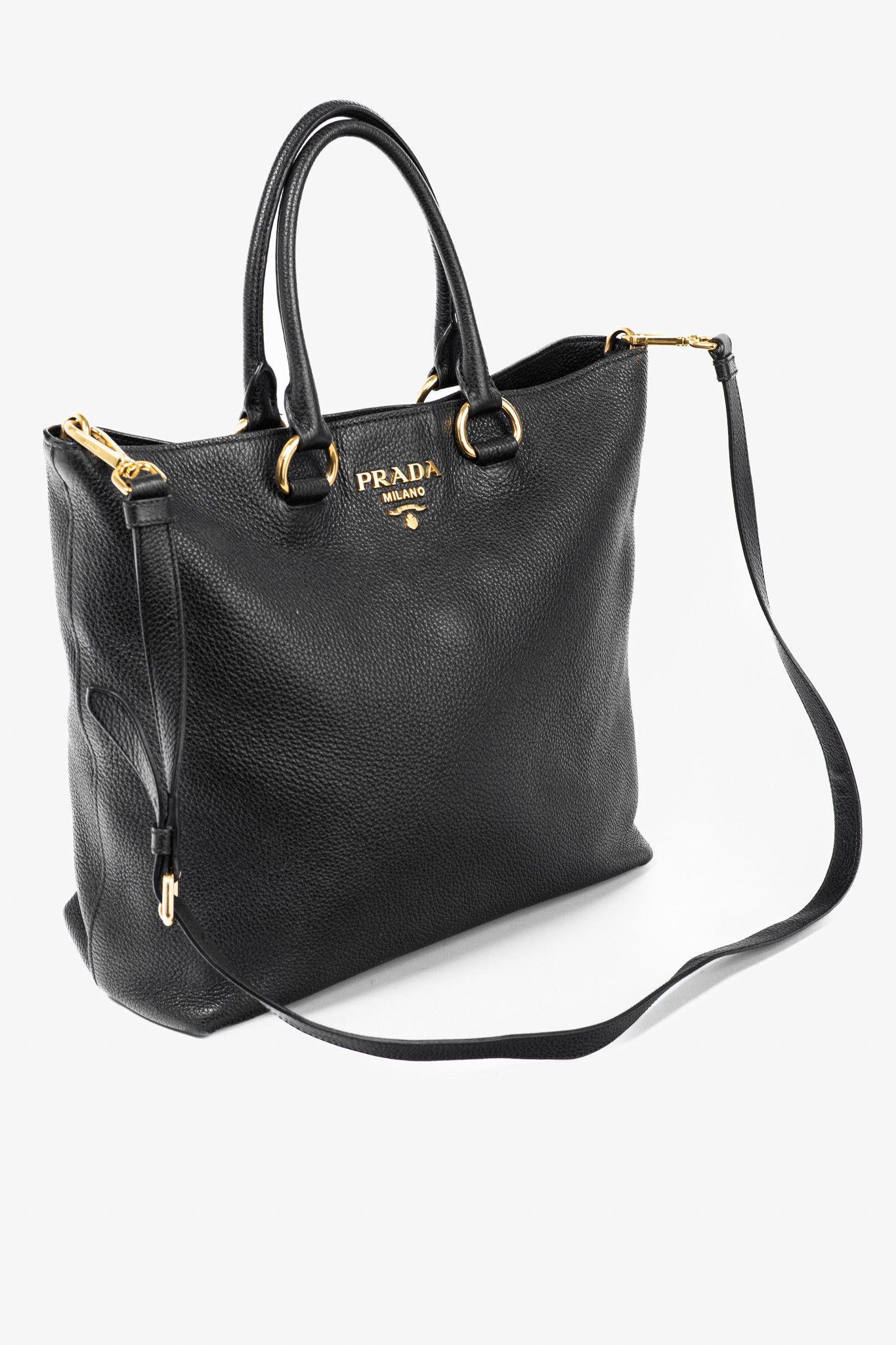 Prada Prada Nero Vitello Phenix Leather Shopping Tote Size ONE SIZE - 6 Thumbnail