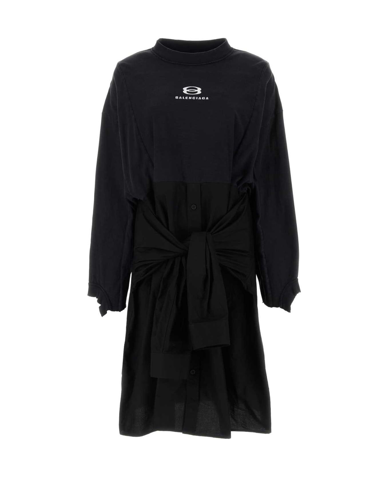 Balenciaga patched t-shirt dress in cotton poplin Size XS / US 0-2 / IT 36-38 - 1 Thumbnail