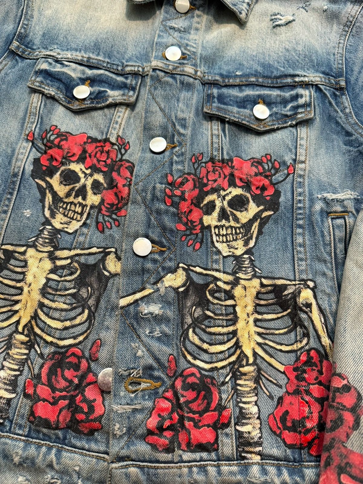 Amiri RARE Grateful Dead Distressed Denim Trucker Jacket Size US M / EU 48-50 / 2 - 4 Thumbnail