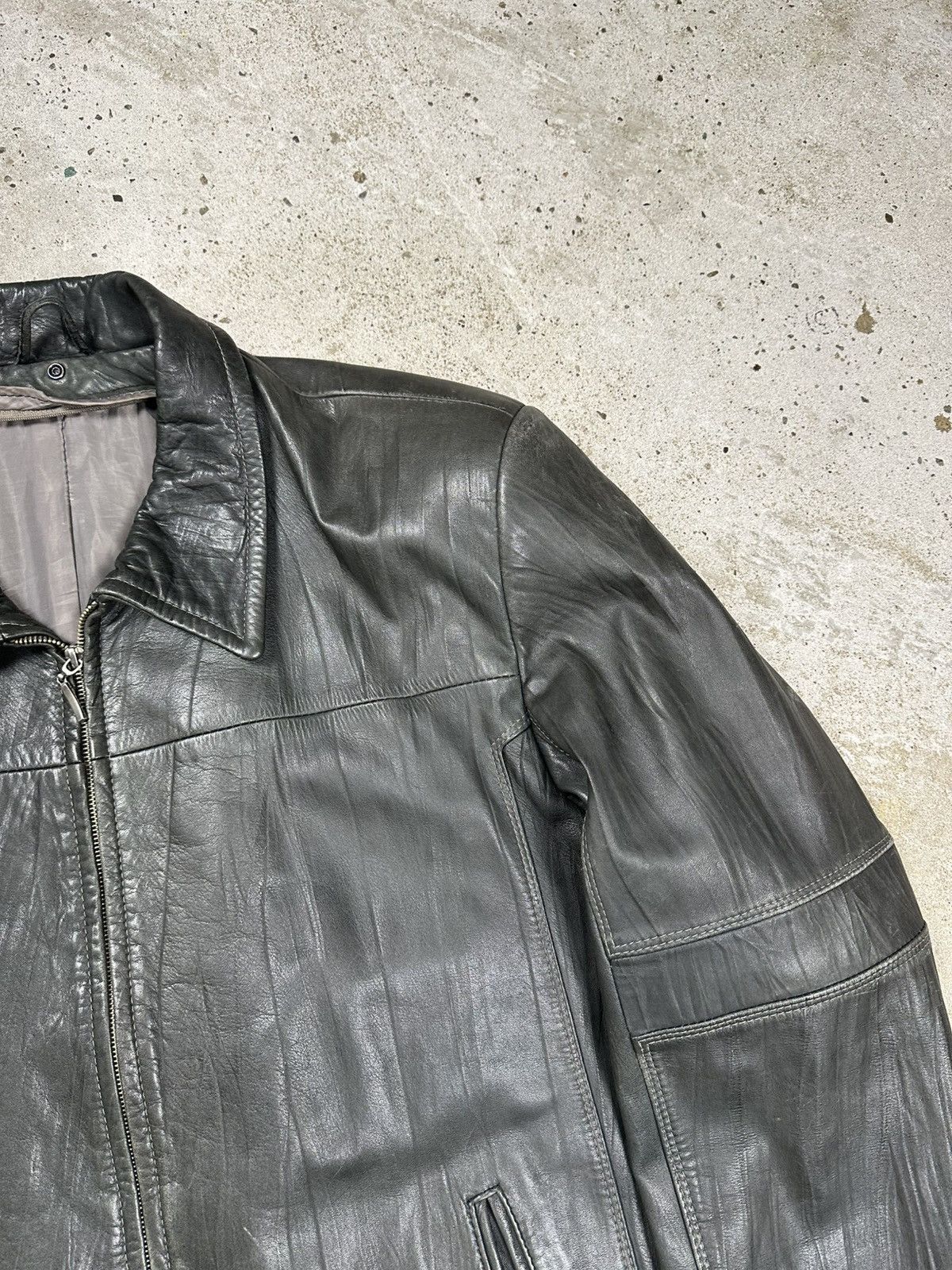 Genuine Leather Vintage Y2K Distressed Bottle Green Genuine Leather Jacket Size US XXL / EU 58 / 5 - 7 Thumbnail