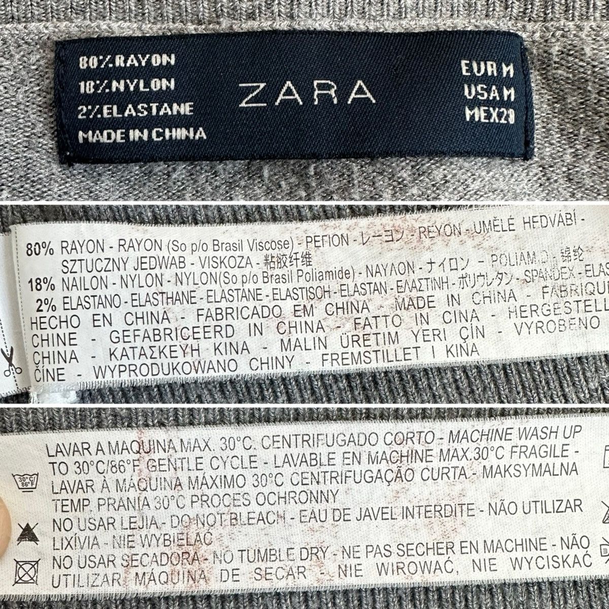 Zara Zara Gray V-neck Long Sleeves Button Cuffs Pullover Sweater Size M / US 6-8 / IT 42-44 - 11 Thumbnail