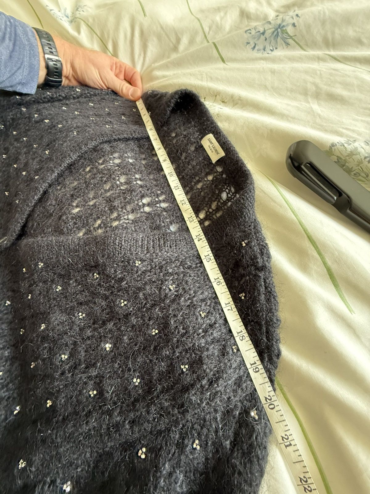 Saint Laurent Paris FW15 Saint Laurent studded mohair black cardigan glass Hedi Size US M / EU 48-50 / 2 - 4 Thumbnail
