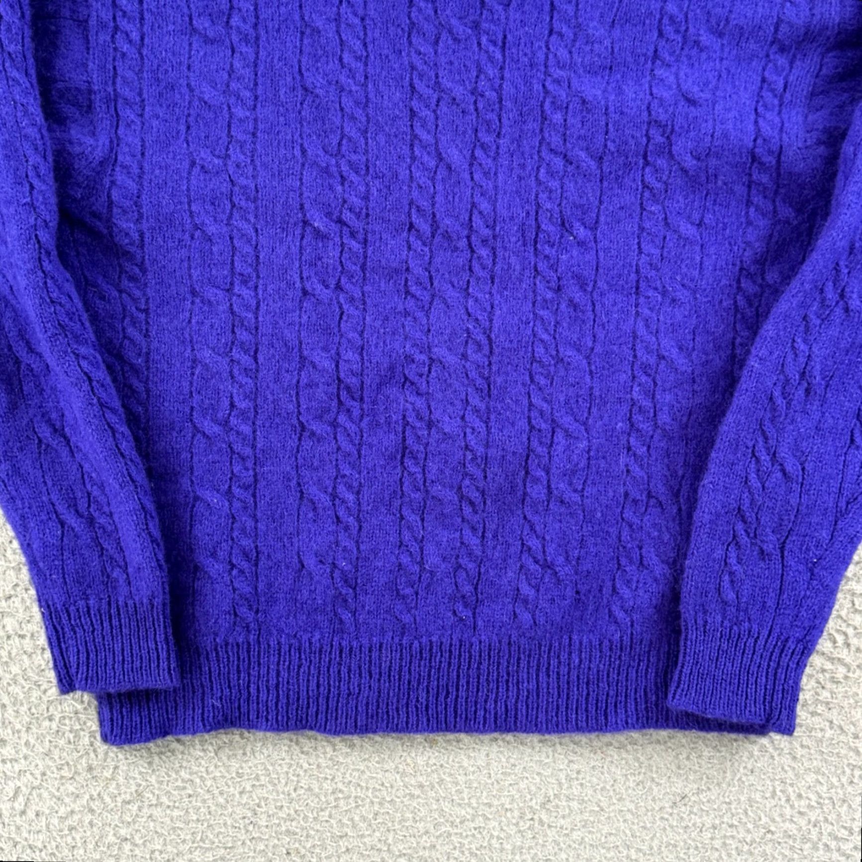 MooRER VINTAGE Jennifer Moore Sweater Women’s Small Purple Cable Knit 80s Wool Pullover Size S / US 4 / IT 40 - 2 Thumbnail