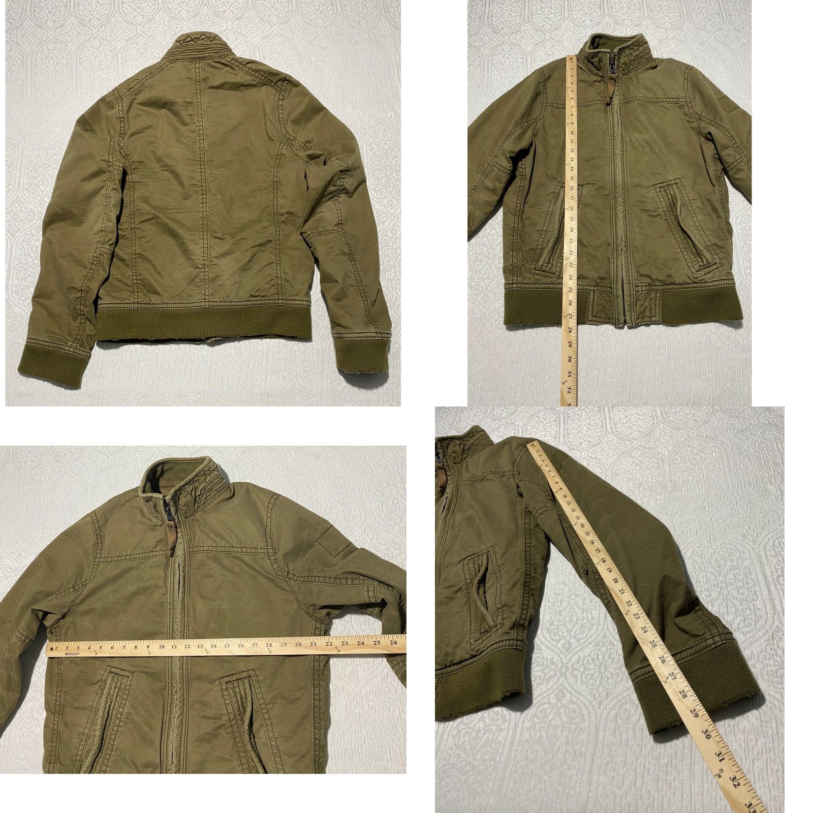 Abercrombie & Fitch VINTAGE Abercrombie & Fitch Men's Bomber Jacket Olive Green XL Cotton Canvas Full Zip Stand-Up Collar Casual Size US XL / EU 56 / 4 - 8 Thumbnail