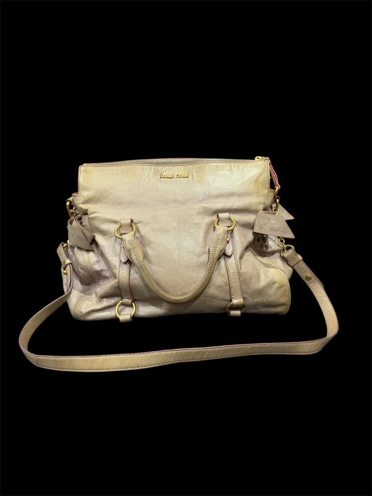 Genuine Leather × Miu Miu MIU MIU VITELLO LUXURY BOW BAG LEATHER DISTRESS ABSTRACT Size ONE SIZE - 1 Thumbnail
