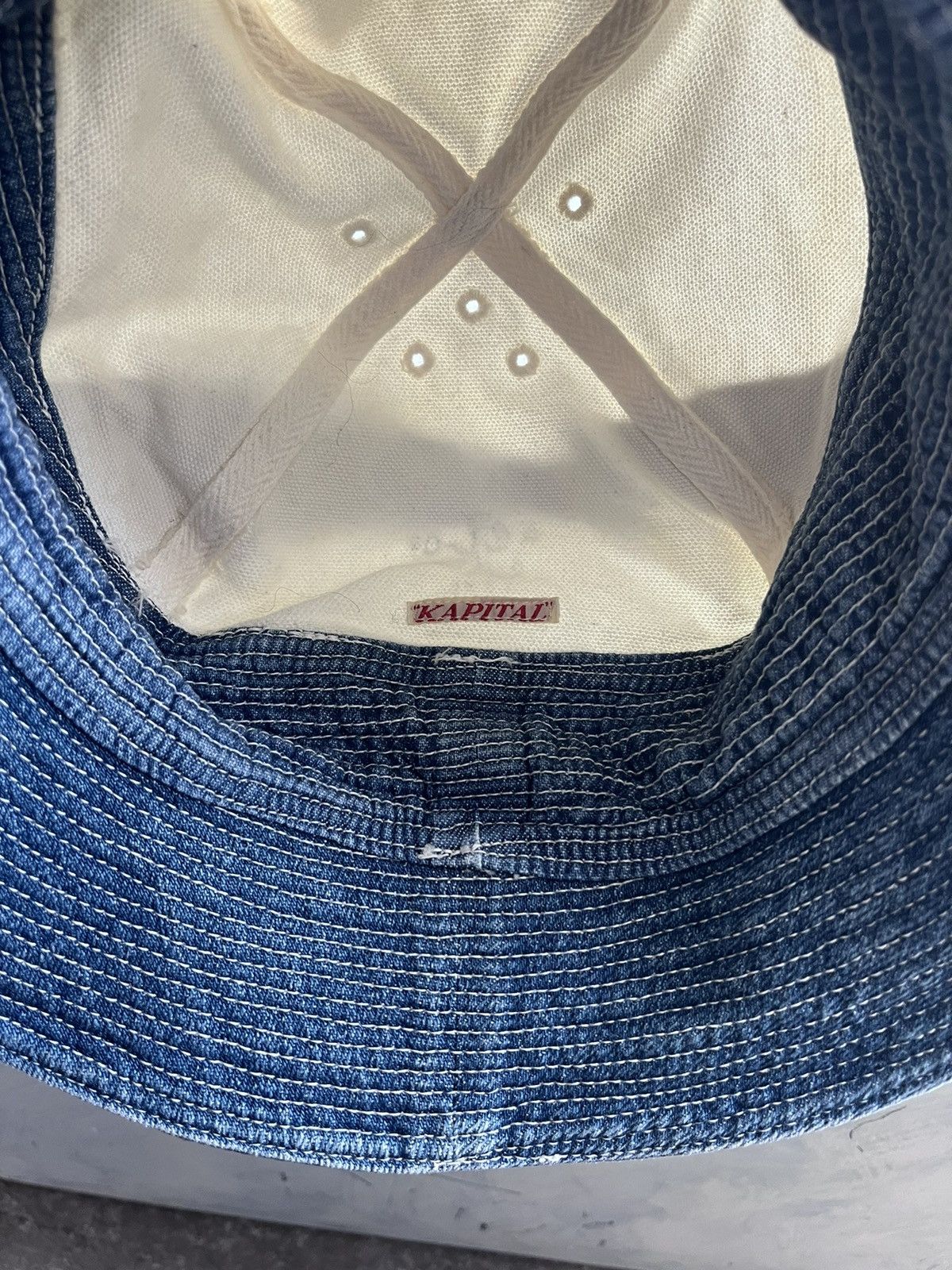 Kapital Kapital Bucket Hat Mid Wash Sashiko Denim Size ONE SIZE - 6 Thumbnail