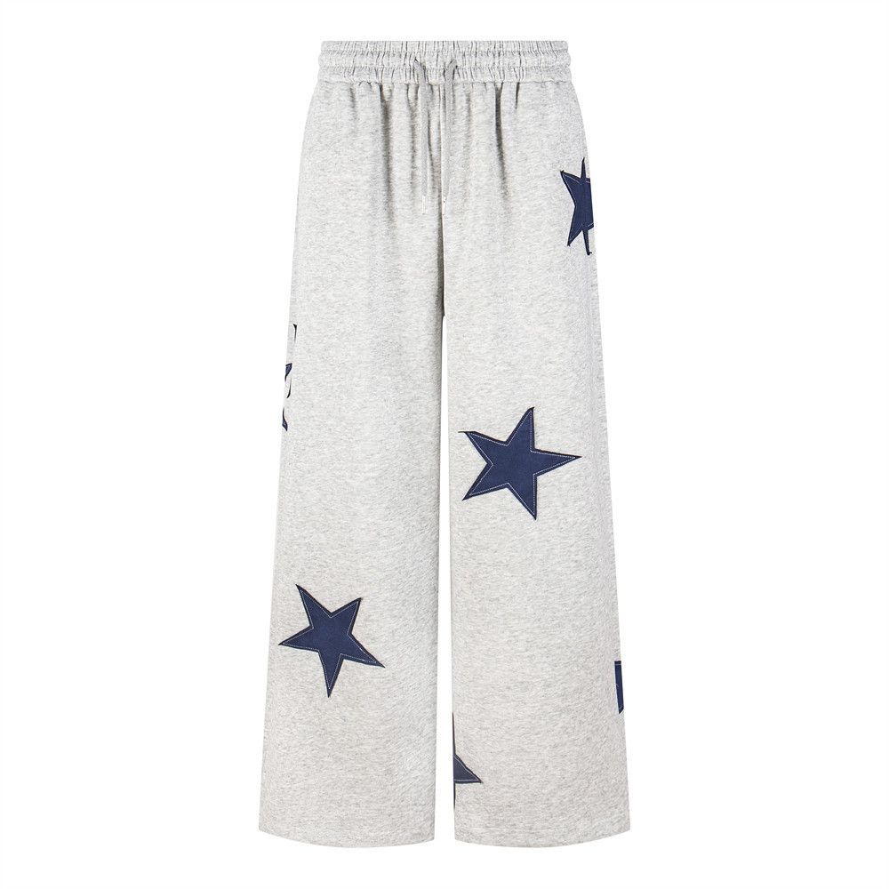 Japanese Brand Men's Loose-Fit Casual Straight-Leg Trousers with Star Print Size US 32 / EU 48 - 1 Thumbnail