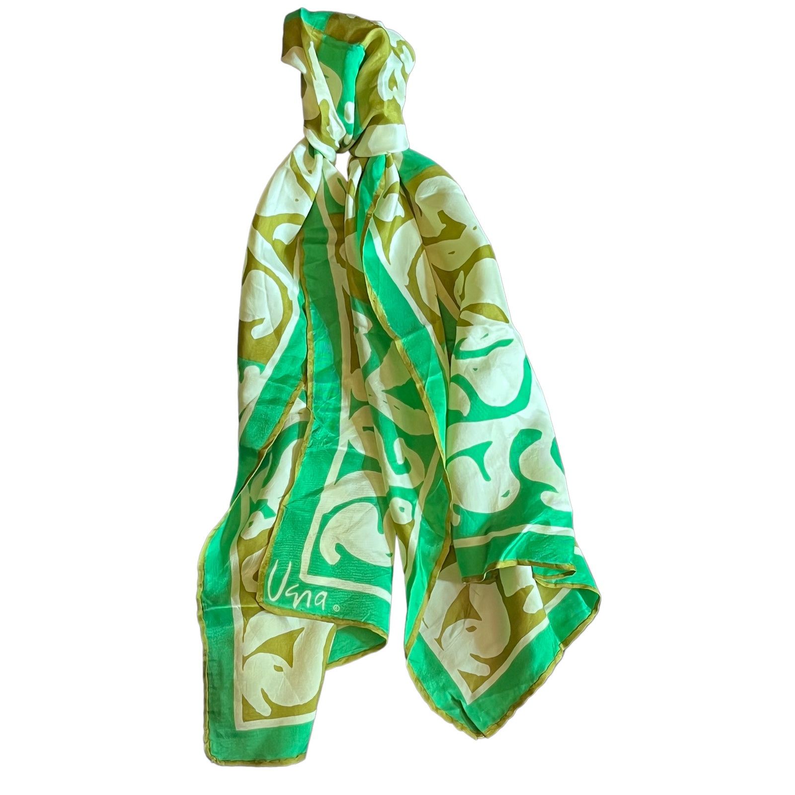 Other Vintage VERA Neumann Scarf ~ Signed ~ Green / Off White Size ONE SIZE - 2 Thumbnail