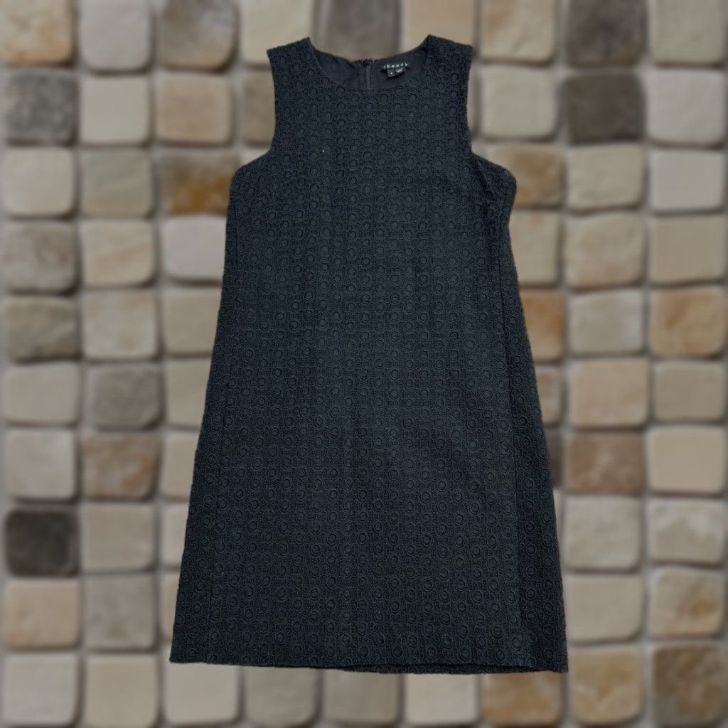 Theory Theory Shirt Womens 6 Black Cotton Lace Gwideen Eyelet Zip Back Shift Dress Size M / US 6-8 / IT 42-44 - 1 Thumbnail