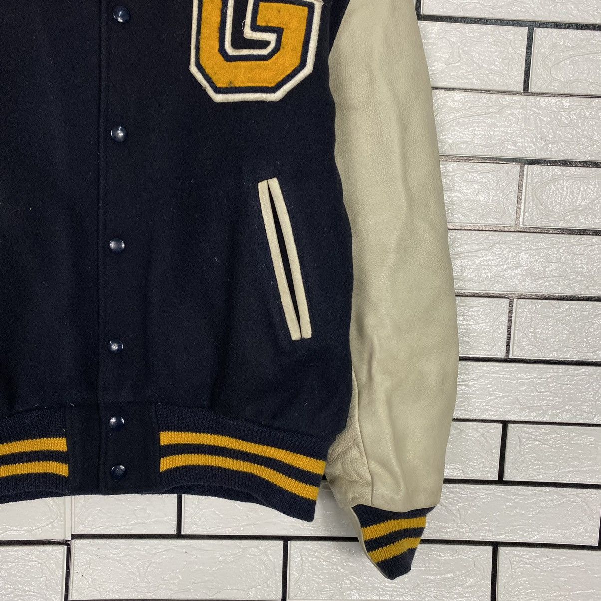 Golden Bear 🔥VINTAGE VARSITY LEATHER JACKET GOLDEN BEAR BIG MADE IN USA Size US M / EU 48-50 / 2 - 5 Thumbnail