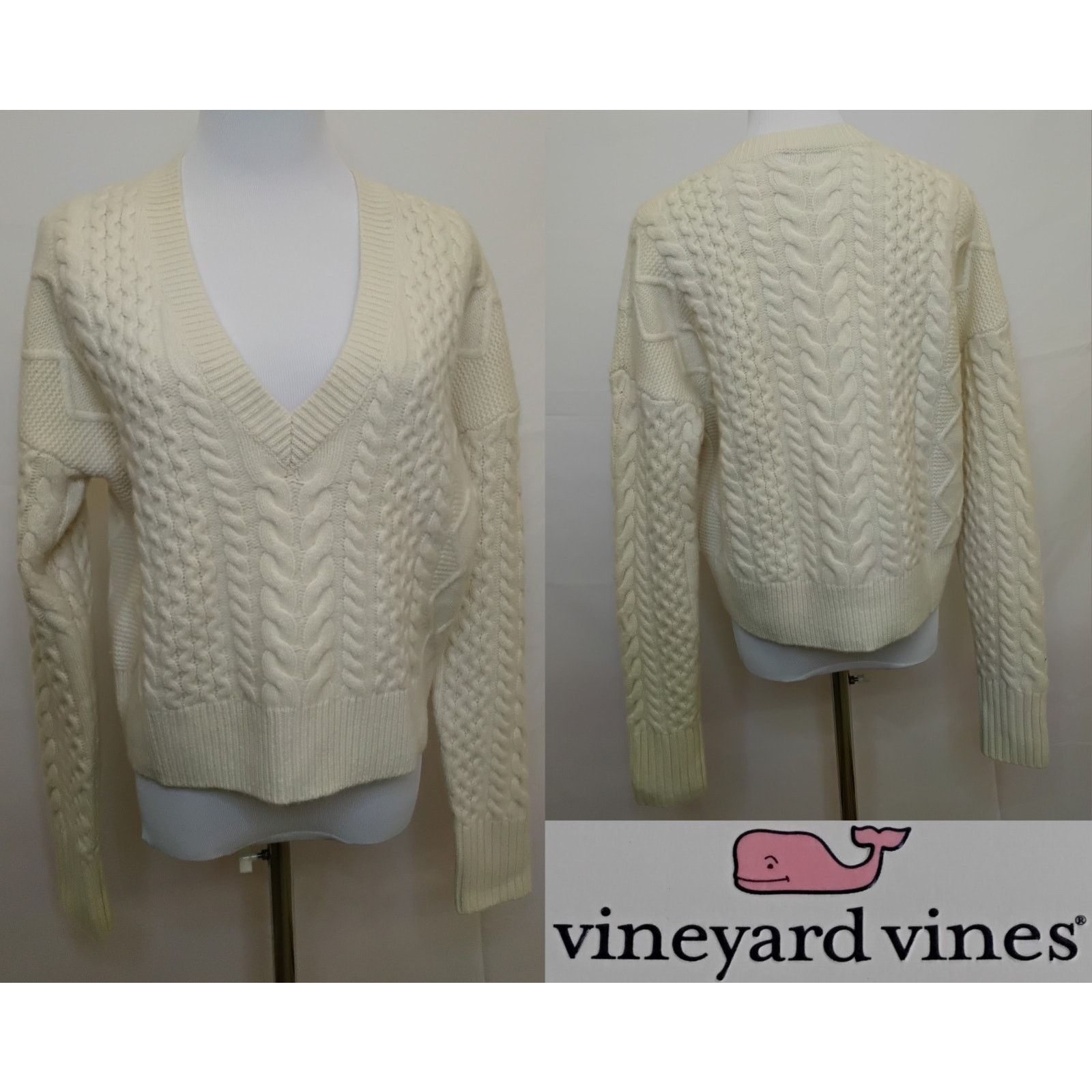 Vineyard Vines Vineyard Vines Merino Sweater Women's M Off White Crop NWT Size M / US 6-8 / IT 42-44 - 1 Thumbnail