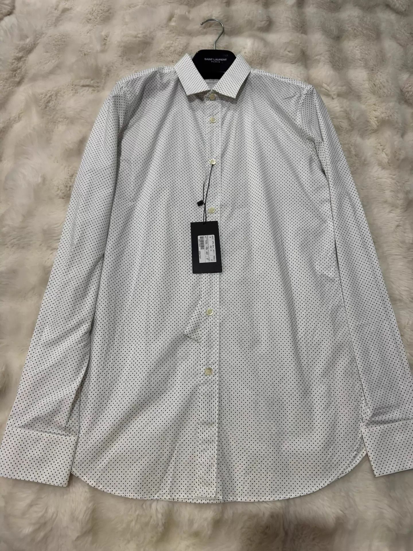 Saint Laurent Paris Saint Laurent SLP Hedi Slimane White Polka Dot Shirt 39 Size US M / EU 48-50 / 2 - 1 Thumbnail