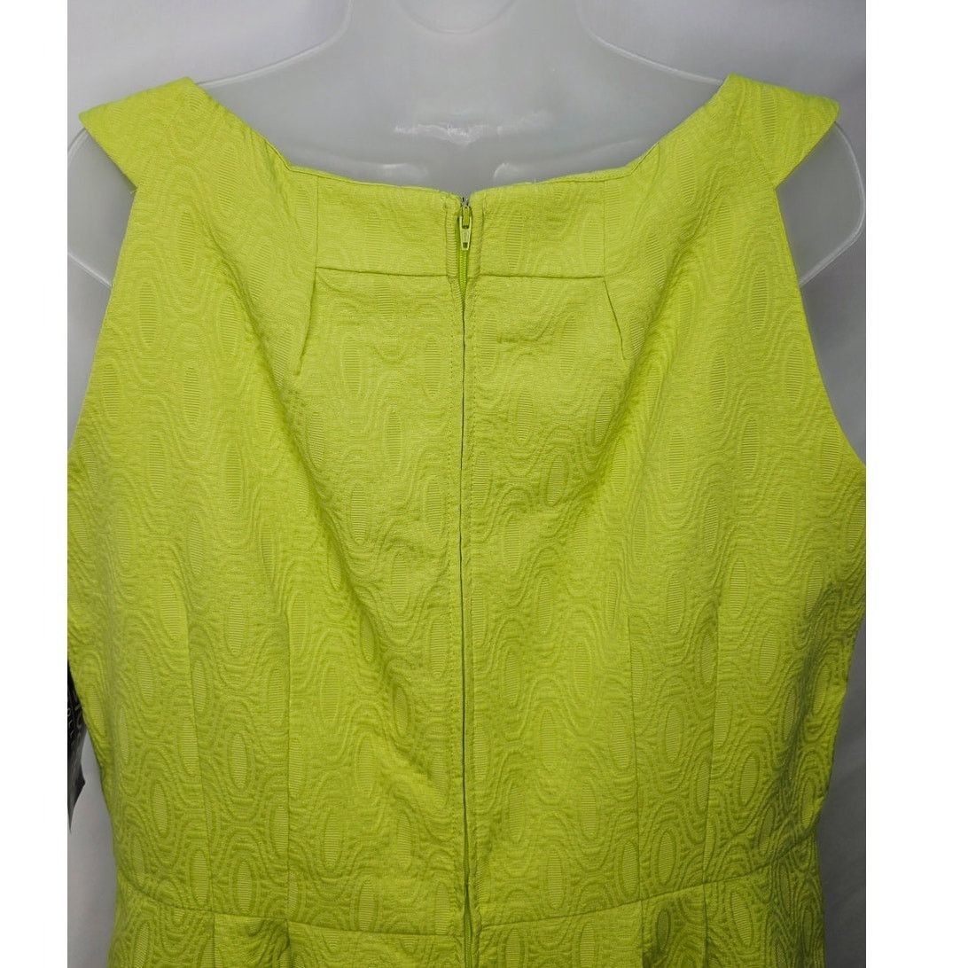 Other K Studio Lime Green Retro Jacquard Pleated Shift Dress Size XXL / US 16-18 / IT 52-54 - 14 Thumbnail