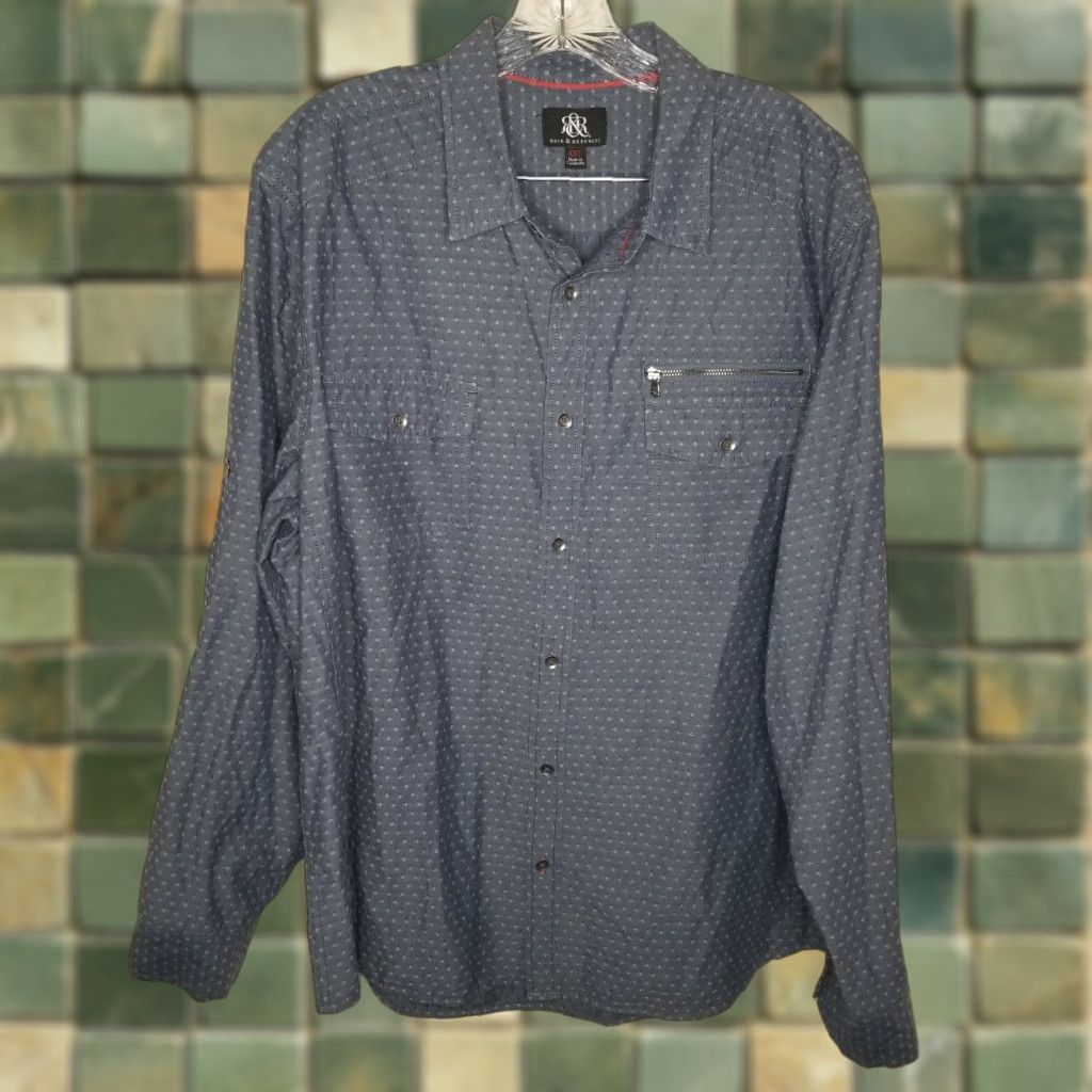 Vintage ROCK & REPUBLIC Men's Long Sleeve Button-Up Shirt 2XL Blue Size US XXL / EU 58 / 5 - 1 Thumbnail