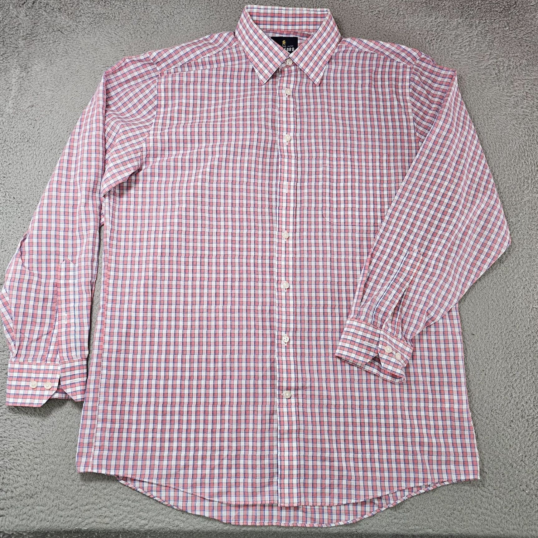 Stafford Stafford Dress Shirt Mens 16.5 34-35 Pink Check Travel Easy Care Broadcloth Shirt Men Pink Check Modern Boardroom Style Size 46R - 2 Thumbnail
