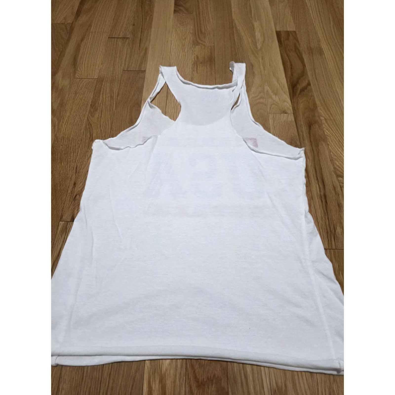 Vintage Modern Lux Tank Top Women’s XL White USA Distressed Look Tank Top Sleeveless Scoop Neck Pullover Casual Regular Size XL / US 12-14 / IT 48-50 - 3 Thumbnail