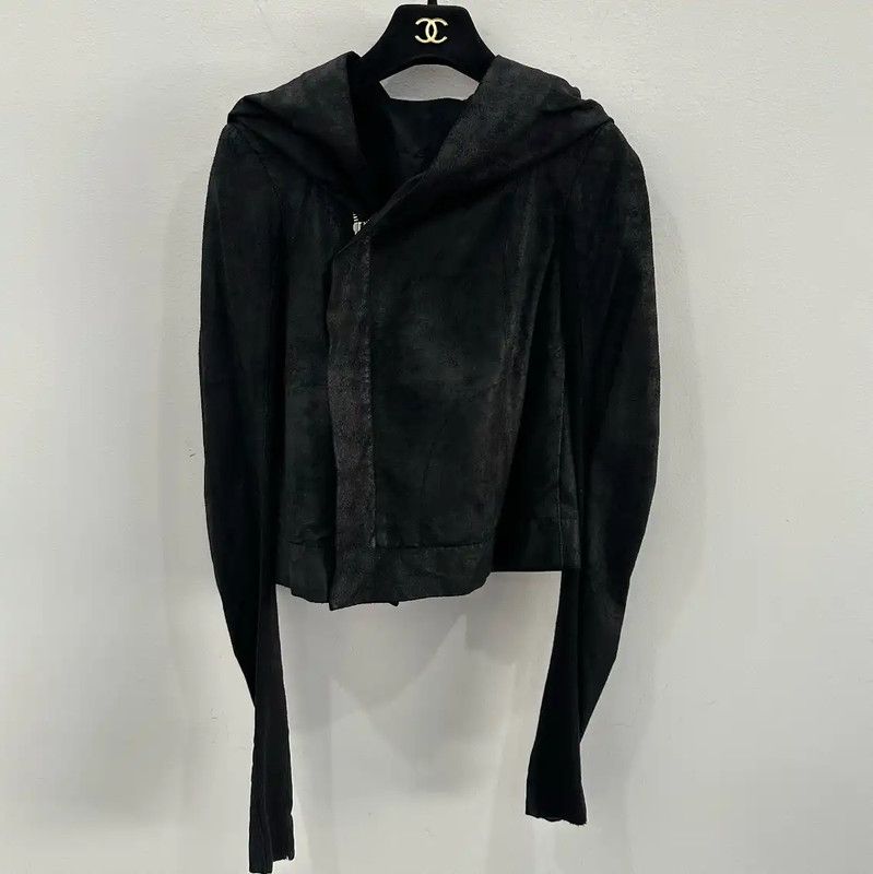 Rick Owens Rick Owens Black Leather Women's Jacket 0089 Size S / US 4 / IT 40 - 1 Thumbnail
