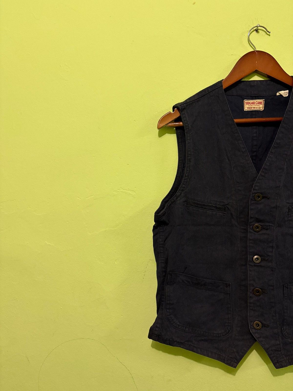 Sugar Cane Vtg 90s Sugar Cane Stripe Vest Worker Clothing Made In USA Size US M / EU 48-50 / 2 - 2 Thumbnail