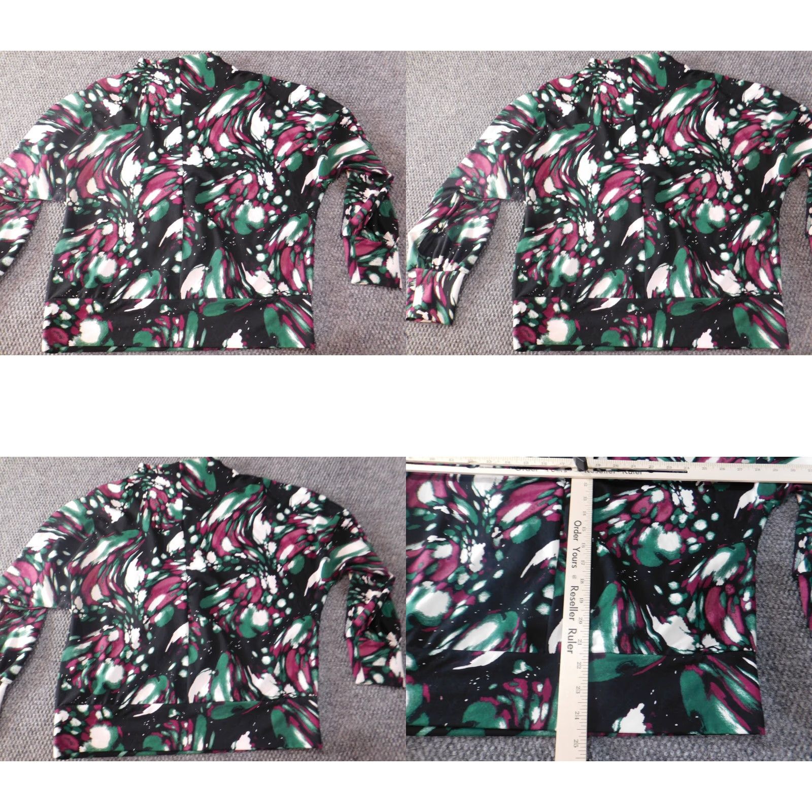 Vintage The Limited Blouse Shirt Womens Medium Green Lightweight Crew Neck Pullover Regular Polyester Spandex Rayon Geometric Casual Classic Size M / US 6-8 / IT 42-44 - 8 Thumbnail