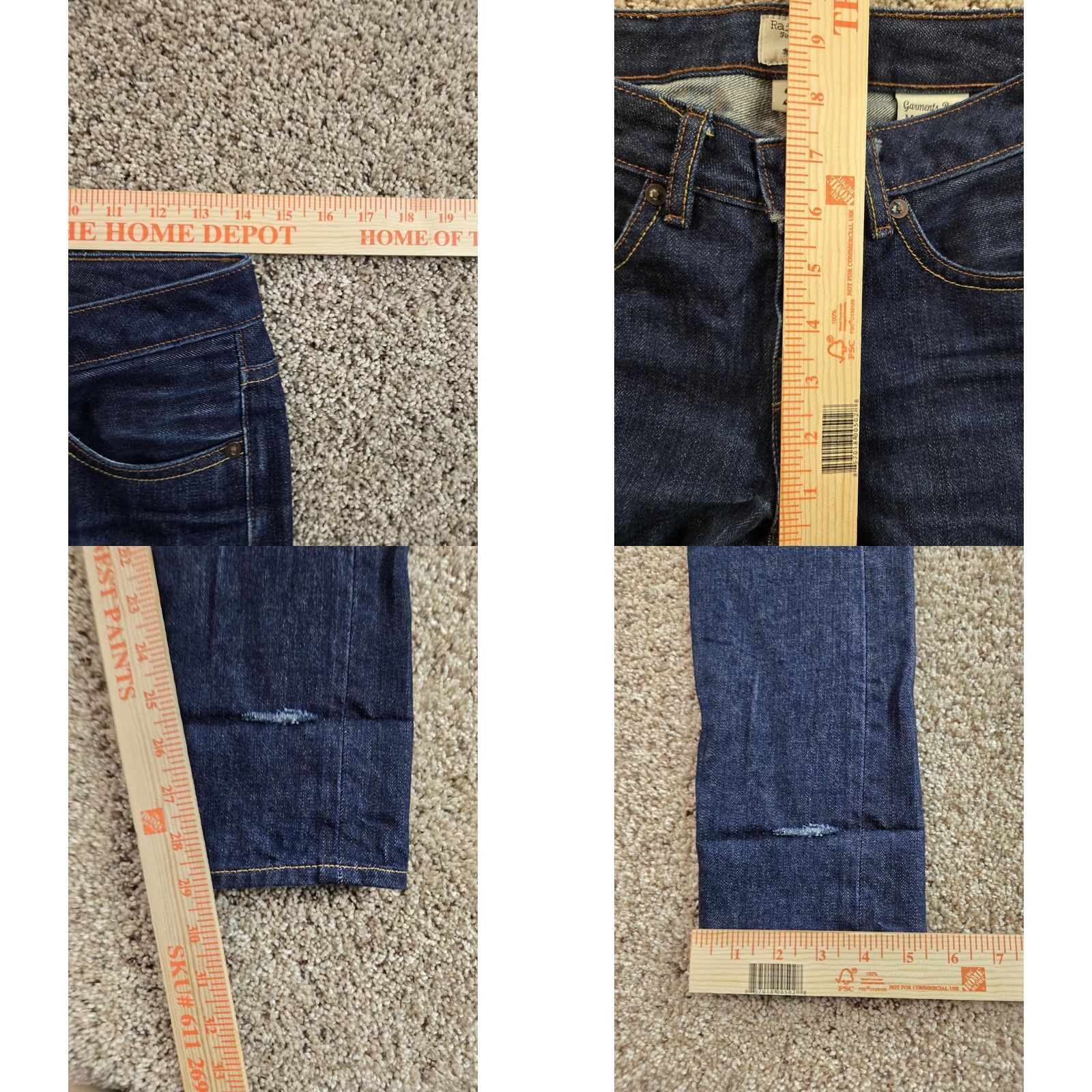 Railcar Fine Goods VINTAGE Railcar Skinny Jeans Womens Size 25 Blue Selvedge Low Rise Straight Leg USA Made Size 42" / US 20 - 9 Thumbnail