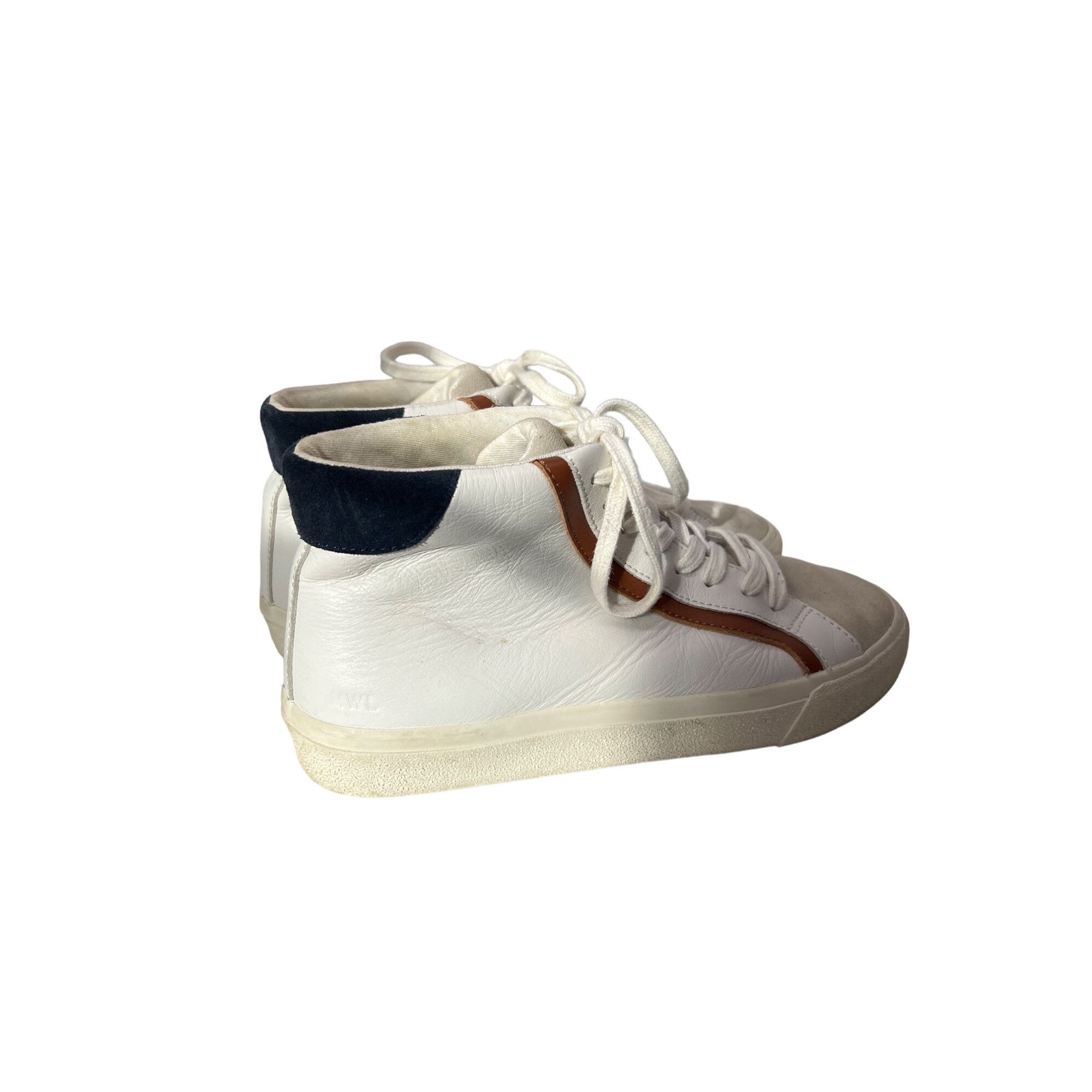Madewell Madewell MWL High Top Sneakers White Leather Suede Brown Acc Size US 6.5 / EU 39-40 - 3 Thumbnail