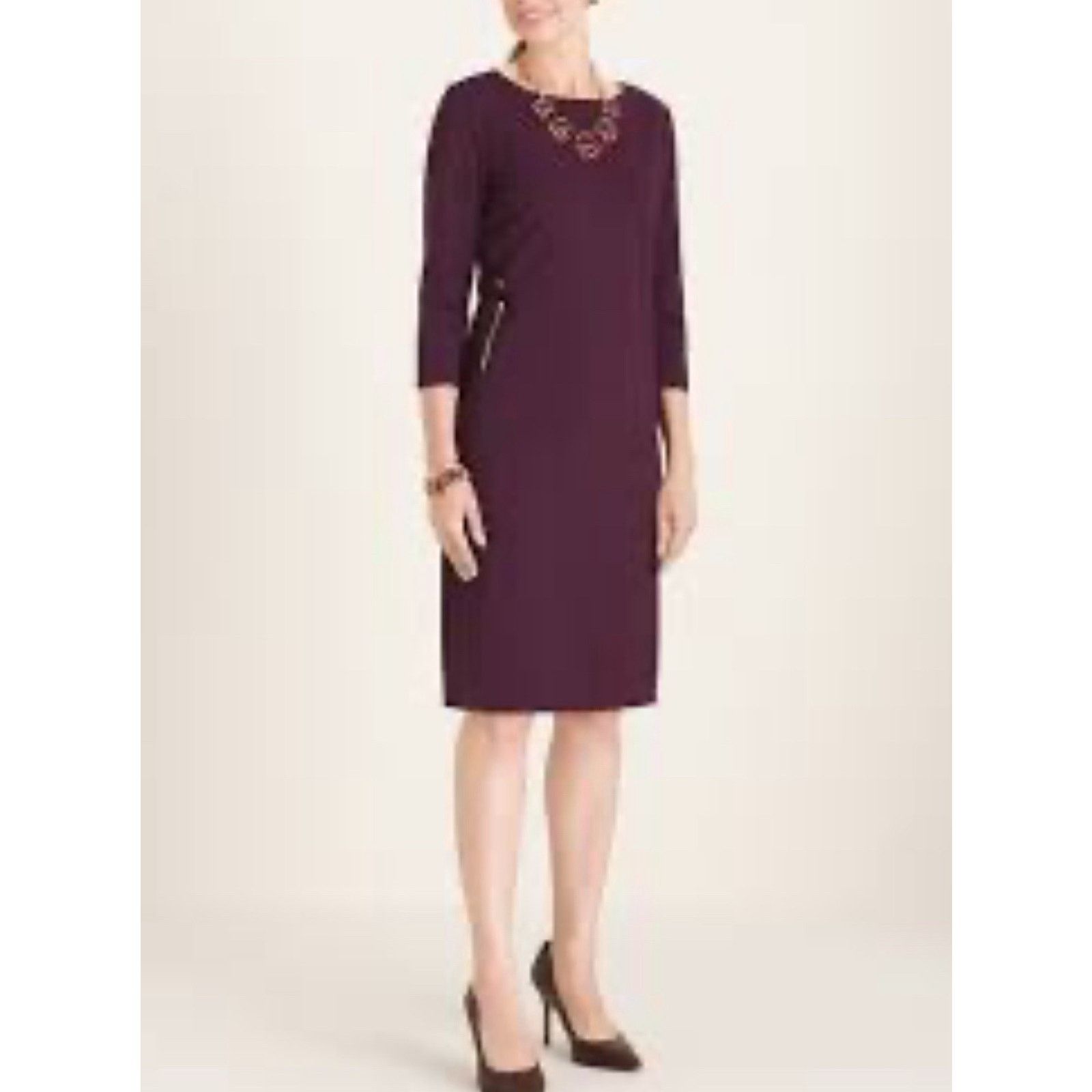 Express Chicos Sheath Dress Size 00 (US 2) Double Zip Maroon Knit Size XS / US 0-2 / IT 36-38 - 1 Thumbnail