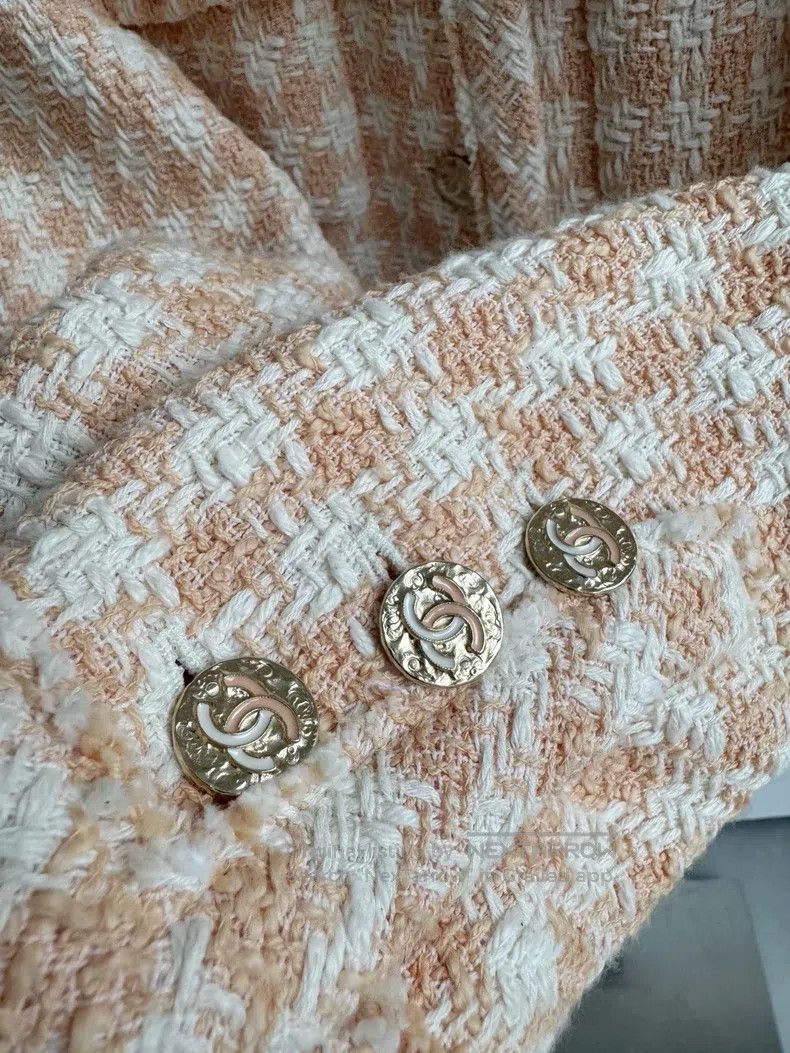 Chanel Chanel 23S white orange plaid tweed jacket Size XXS / US 00 / IT 34 - 6 Thumbnail