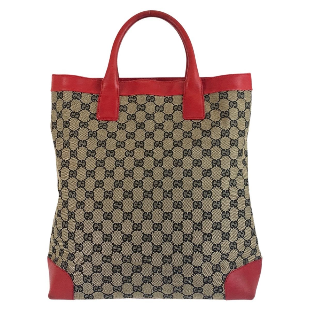 Gucci Gucci GG Canvas Leather Tote Bag Canvas Tote Bag 0021121 in Beige, Women's