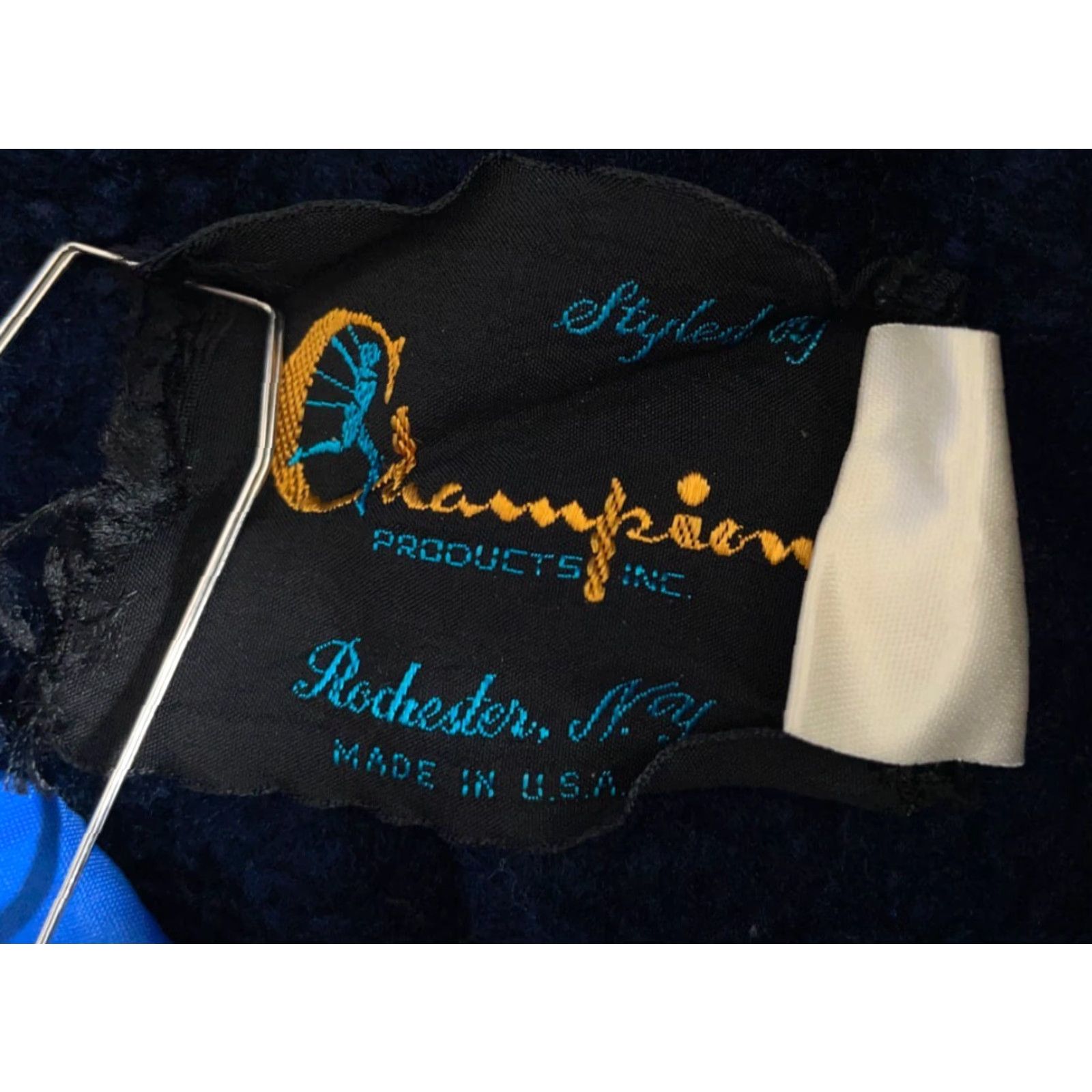 Champion VINTAGE Champion Jacket Coaches Blue Nylon Lined Sherpa Snap Button Mens Large USA Windbreaker 70s Retro Hipster Pockets Size US L / EU 52-54 / 3 - 3 Thumbnail