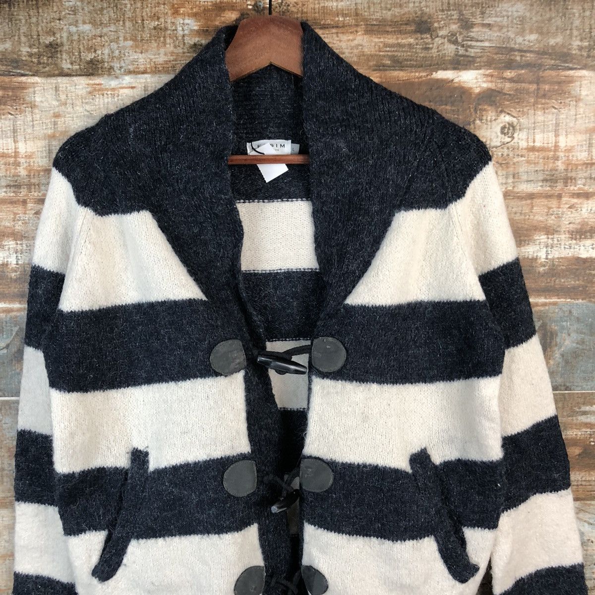 Japanese Brand × Solid and Striped DL Lepsim Stripe Black White Mohair Cardigan Knitwear #C563 Size M / US 6-8 / IT 42-44 - 5 Thumbnail
