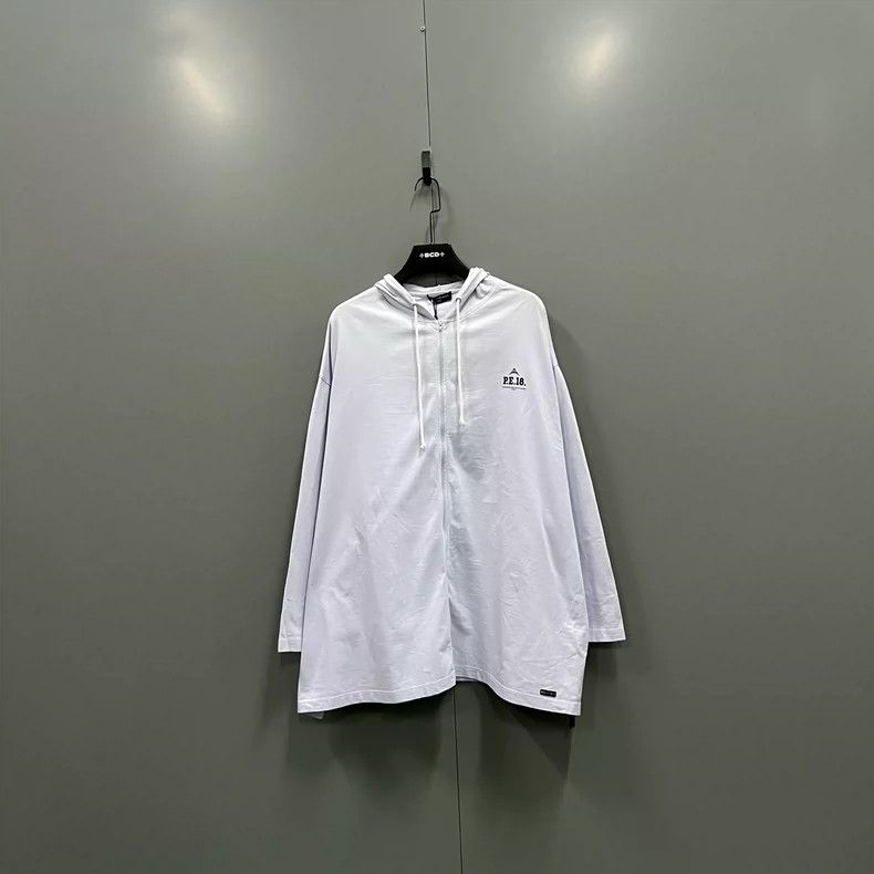 Balenciaga Letter Embroidered Zip-up Hoodie with Hem Tag