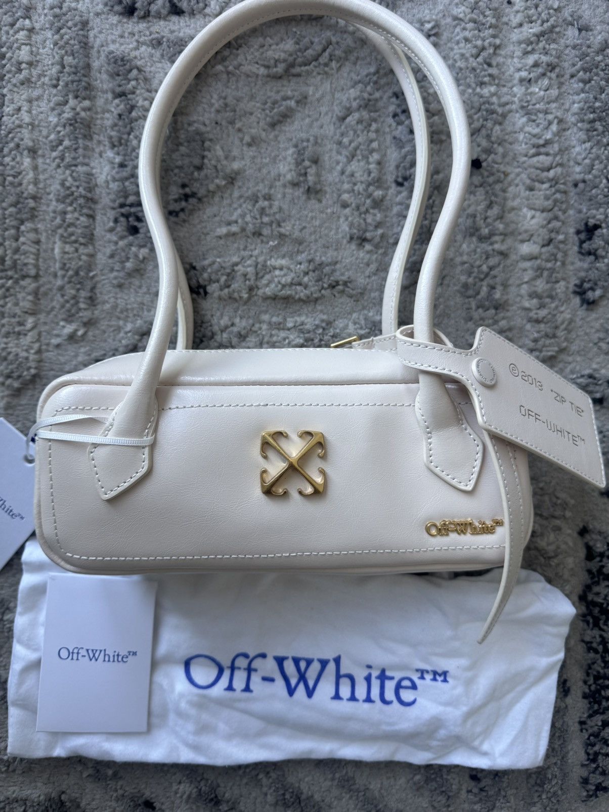 Off-White Off-White East West Shoulder Bag Light Beige Ivory Leather Size ONE SIZE - 6 Thumbnail